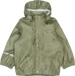 Mikk-Line Regenjacke mit Kapuze & Pilz-Muster, grün, Gr. 122/128