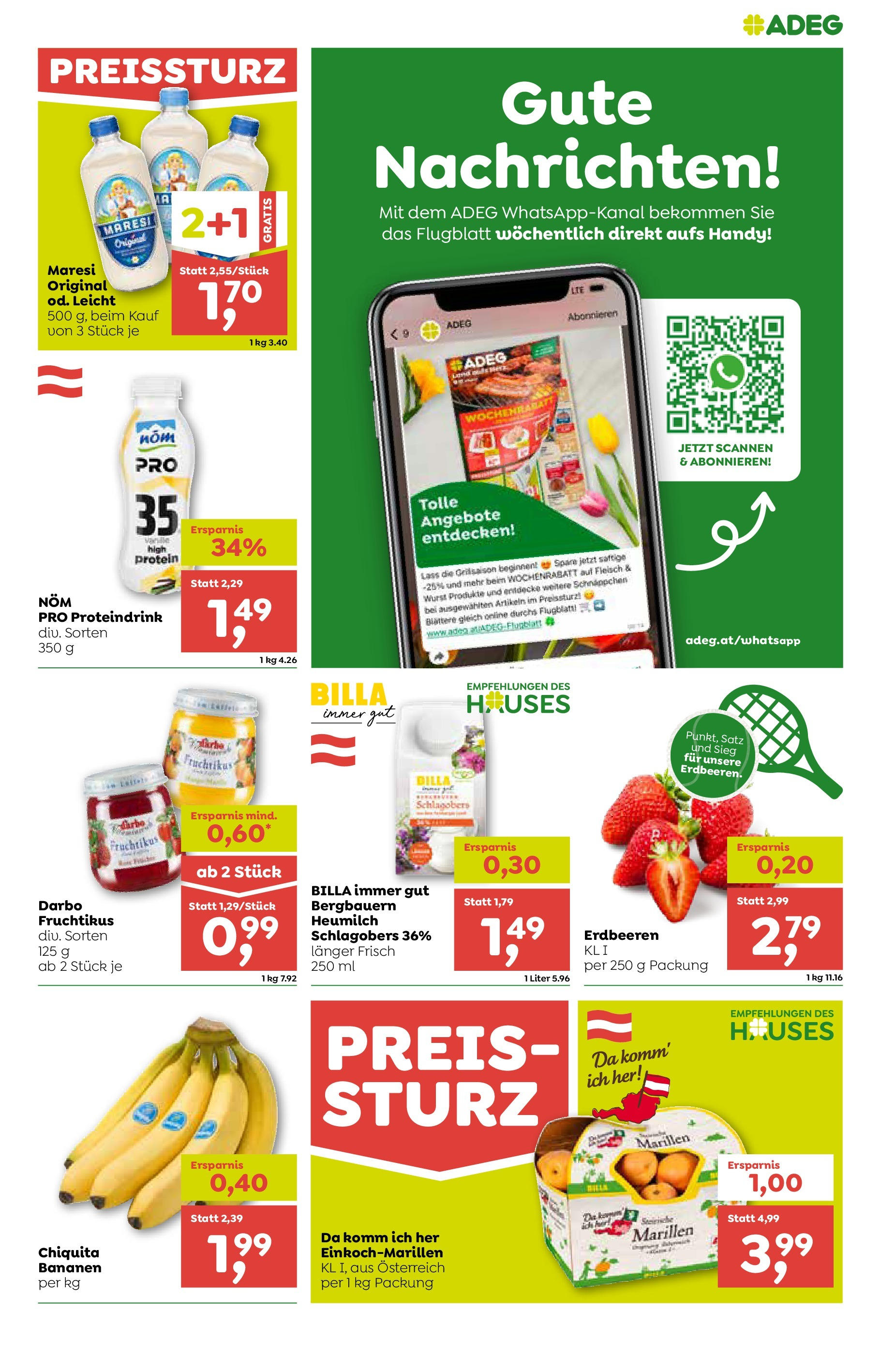 ADEG Möderbrugg, Leoben, Passail von 03.07.2025 - Aktuelle Angebote | Seite: 5 | Produkte: Erdbeeren, Wurst, Bananen