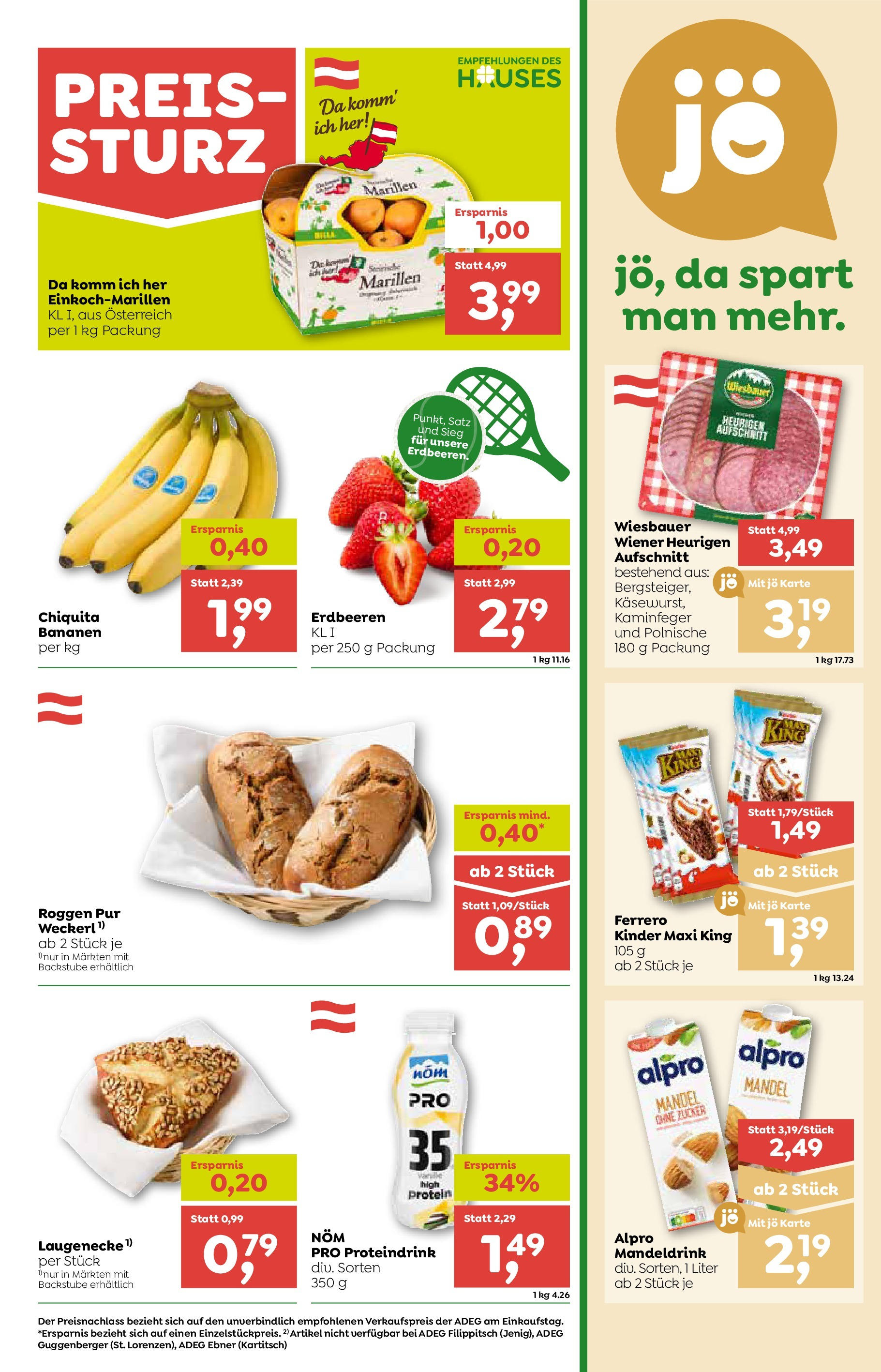 ADEG Hohenberg, Prottes, Ritzing von 03.07.2025 - Aktuelle Angebote | Seite: 5 | Produkte: Erdbeeren, Zucker, Bananen