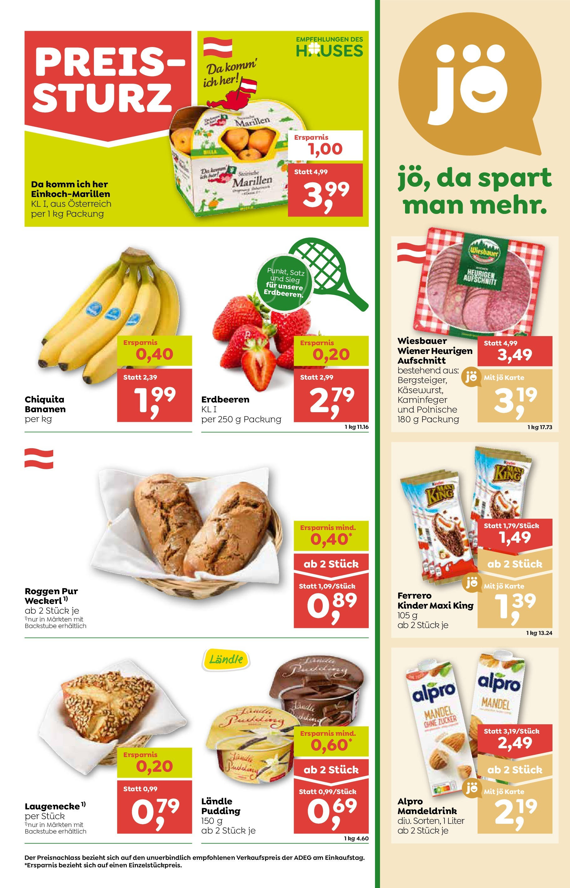 ADEG Sonntag, Laterns, Schoppernau von 03.07.2025 - Aktuelle Angebote | Seite: 5 | Produkte: Erdbeeren, Zucker, Bananen
