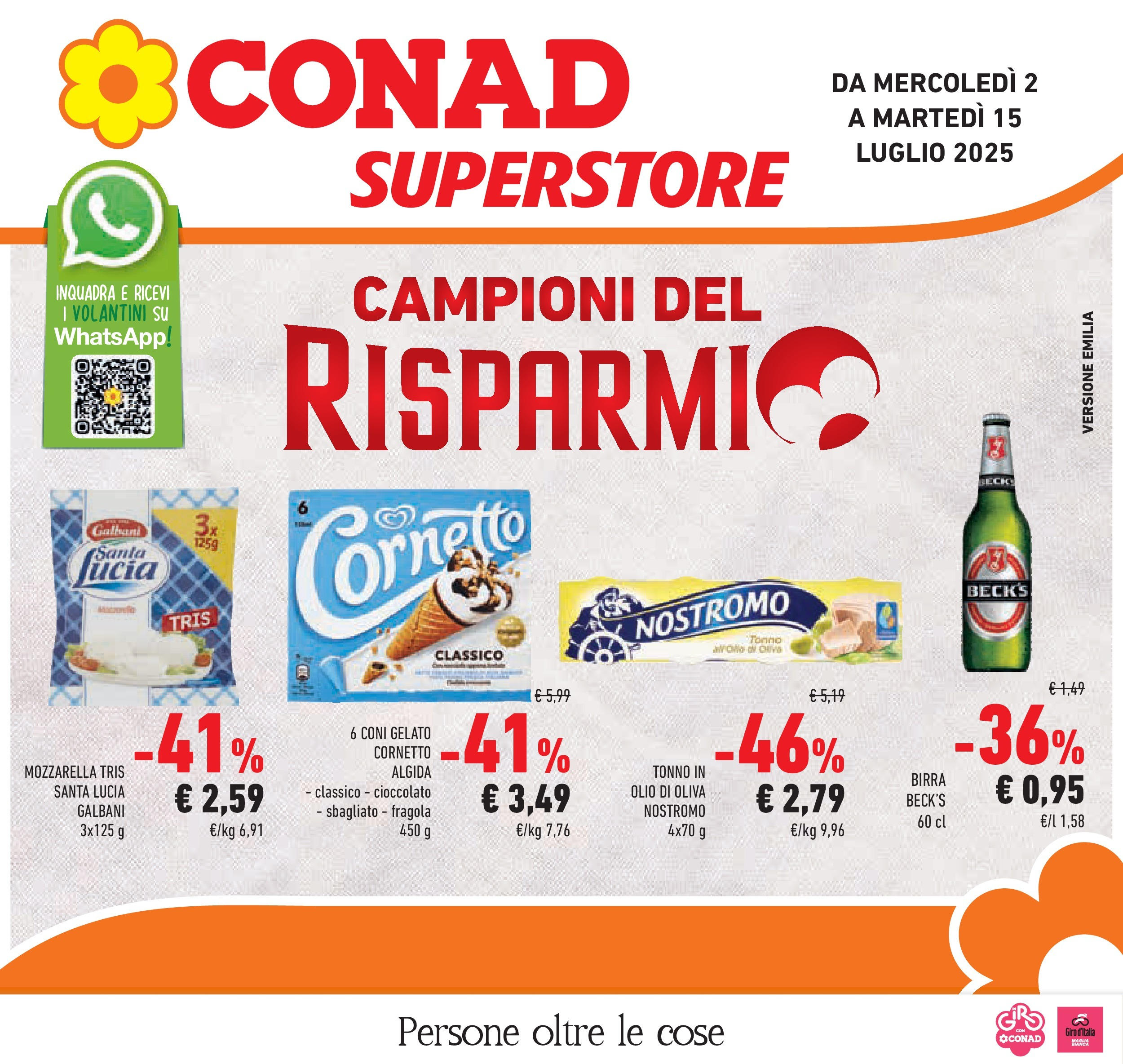 Volantino Conad valido da 01/07/2025 numero di pagina 1 Anteprima dell'opuscolo Campioni del risparmio dal negozio Conad valido da 01/07/2025