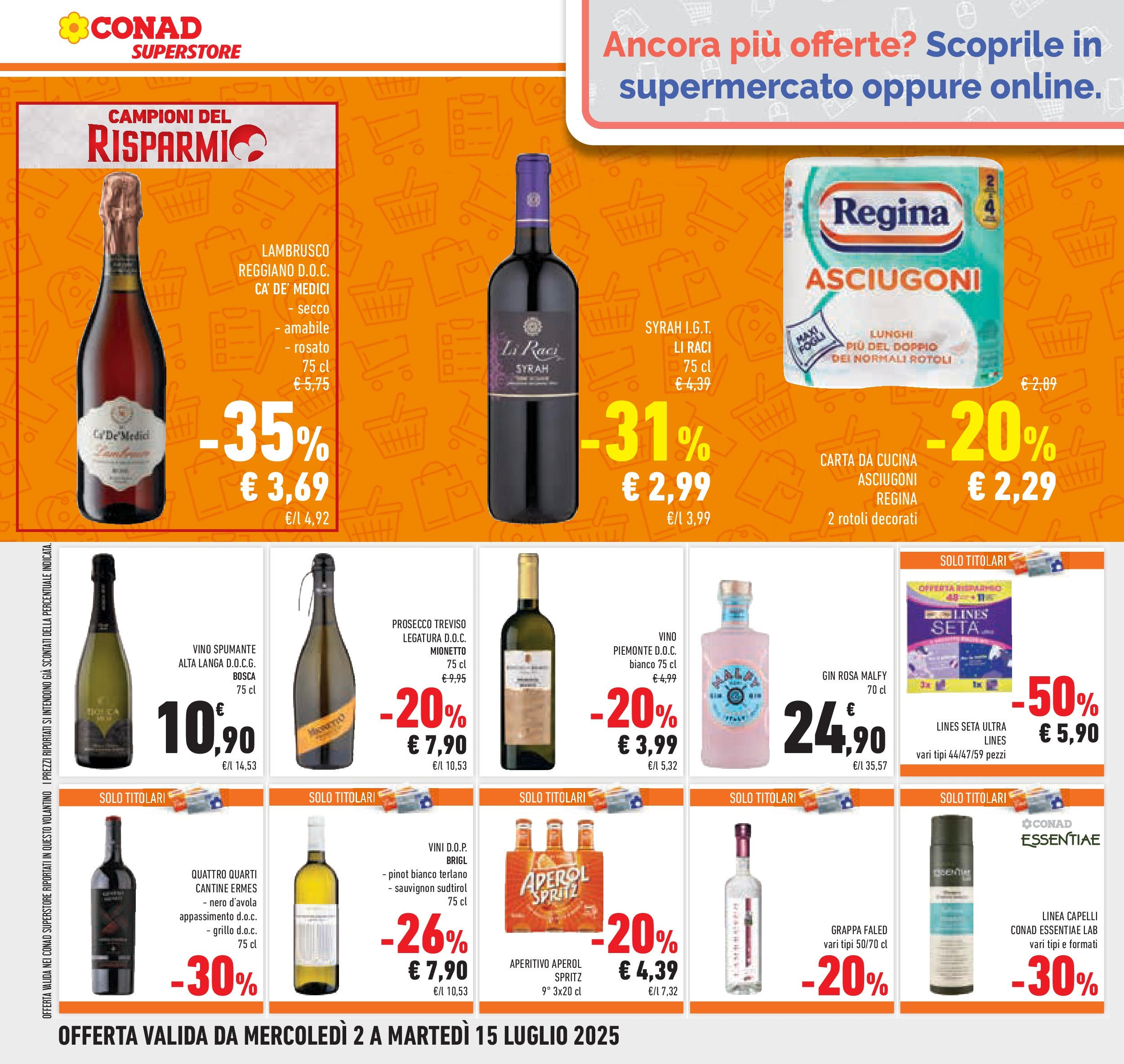 Volantino Conad dal 01/07/2025 > Anteprima - Luglio | Pagina: 12 | Prodotti: Gin, Spumante, Aperol, Aperitivo