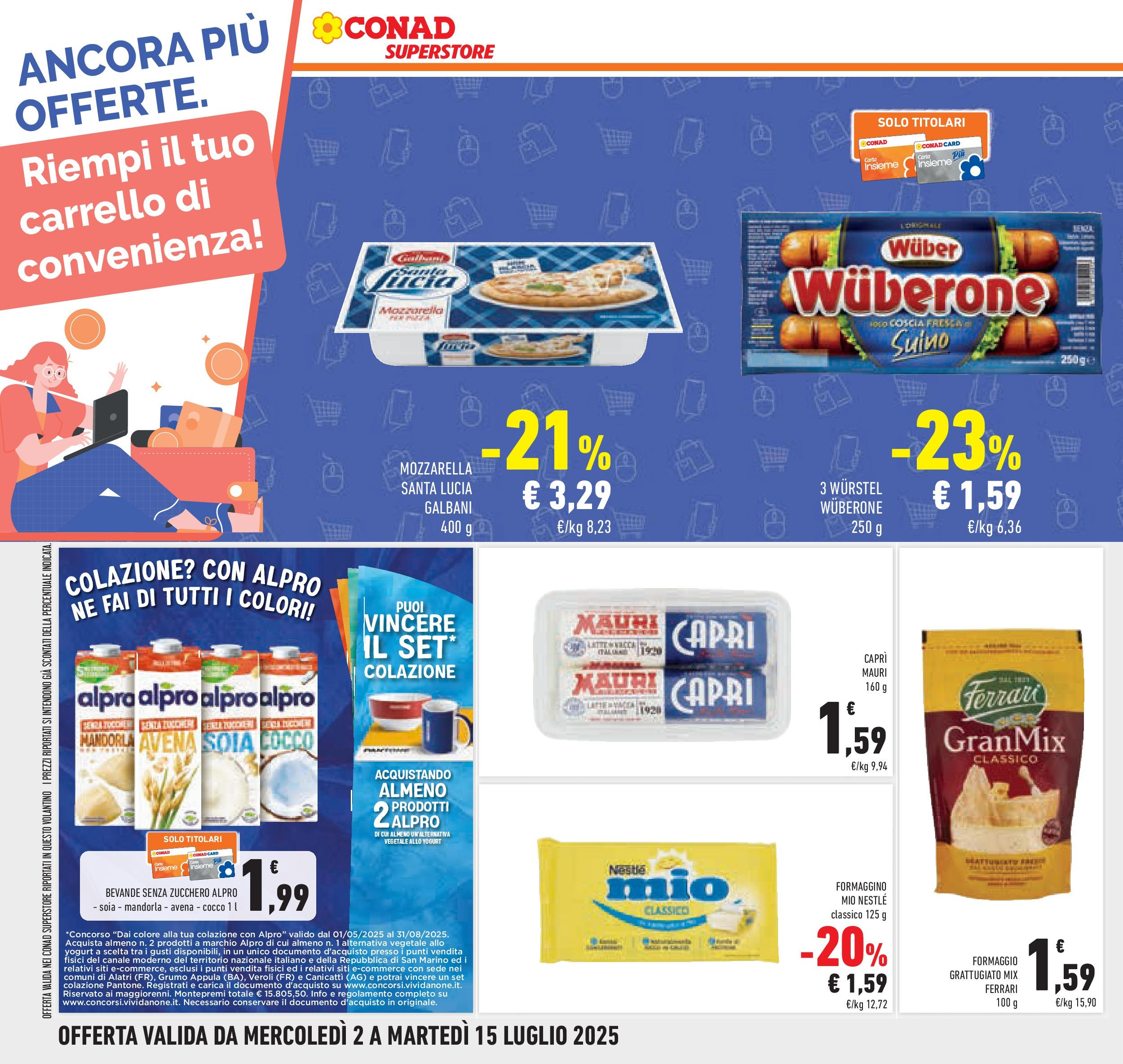 Volantino Conad dal 01/07/2025 > Anteprima - Luglio | Pagina: 34 | Prodotti: Suino, Zucchero, Wurstel, Carrello