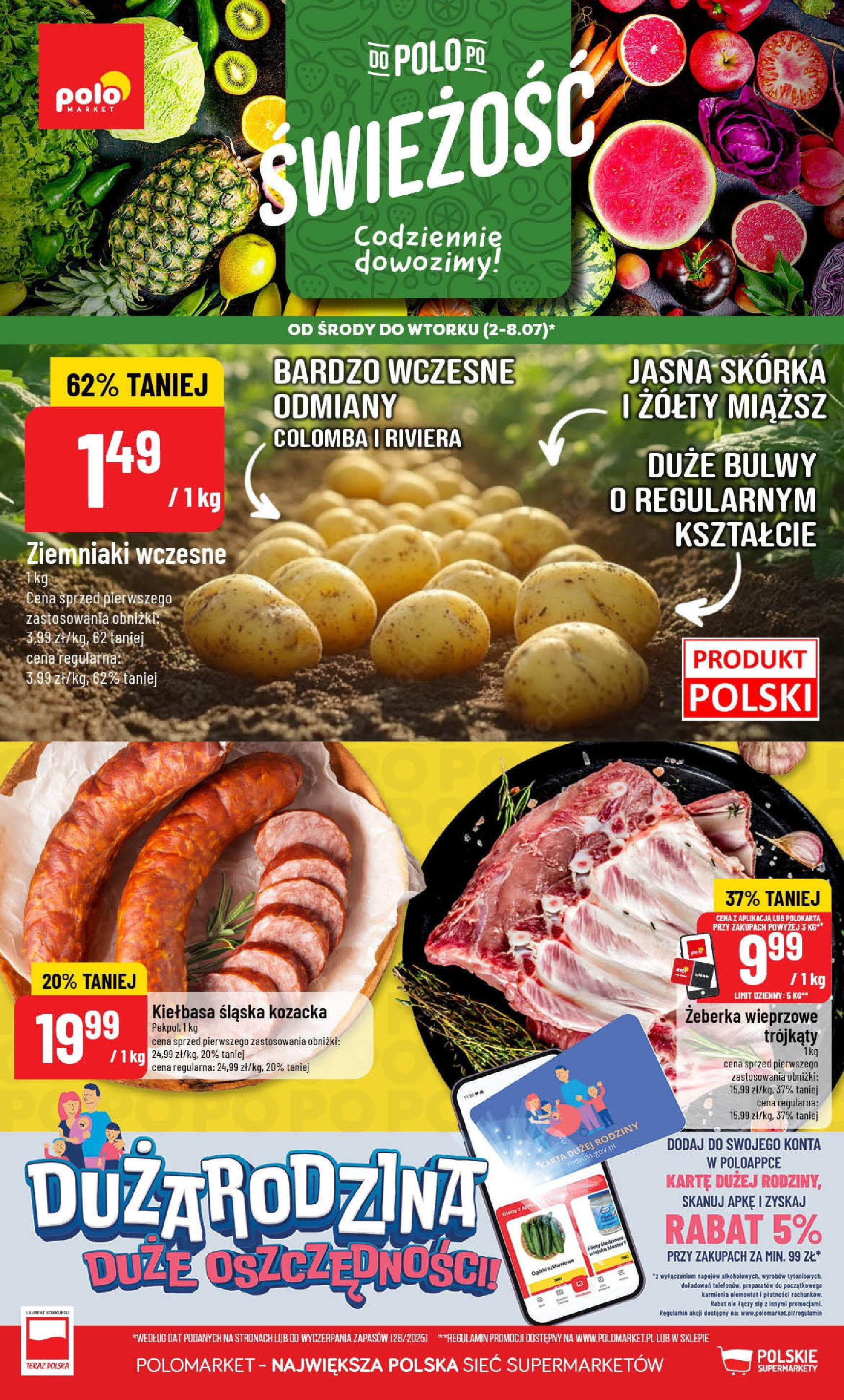 POLOmarket gazetka od jutra (02.07.2025) | Nowa PDF | Strona: 1 | Produkty: Kiełbasa, Karta, Kiełbasa śląska, Ziemniaki POLOmarket gazetka od jutra (02.07.2025) - Nowa PDF | Strona: 1 | Produkty: Kiełbasa, Karta, Kiełbasa śląska, Ziemniaki