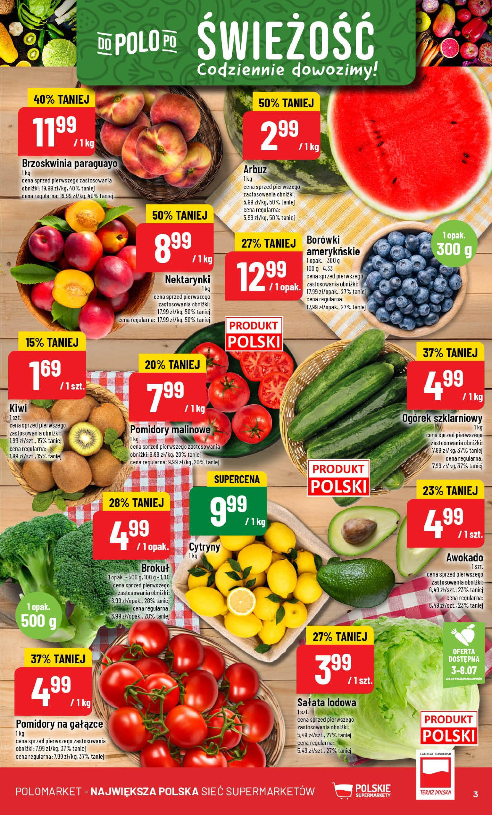 POLOmarket gazetka od jutra (02.07.2025) | Nowa PDF | Strona: 3 | Produkty: Arbuz, Cytryny, Pomidory malinowe, Pomidory POLOmarket gazetka od jutra (02.07.2025) - Nowa PDF | Strona: 3 | Produkty: Arbuz, Cytryny, Pomidory malinowe, Pomidory
