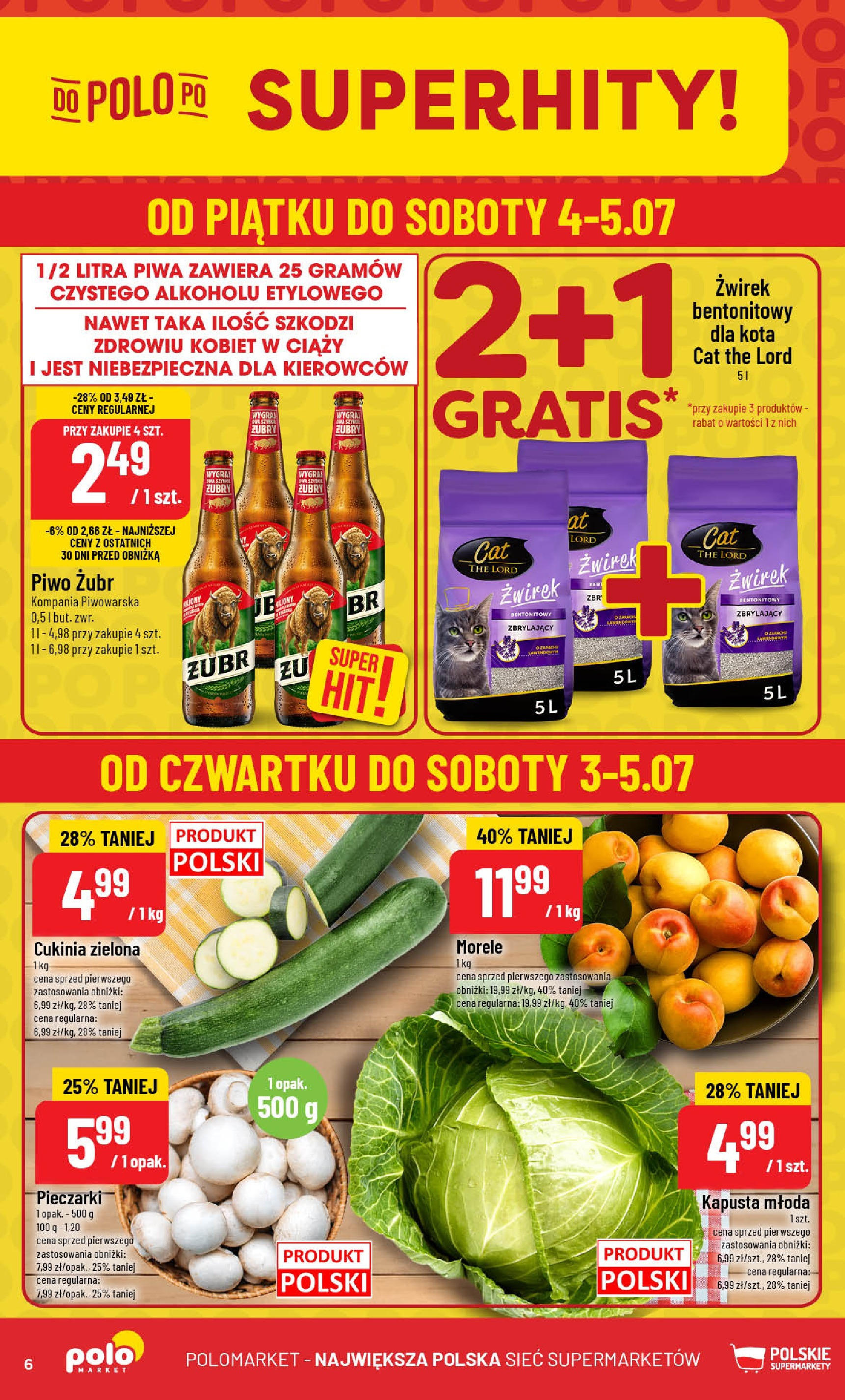 POLOmarket gazetka od jutra (02.07.2025) | Nowa PDF | Strona: 6 | Produkty: Piwo żubr, Pieczarki, Cukinia, Piwo POLOmarket gazetka od jutra (02.07.2025) - Nowa PDF | Strona: 6 | Produkty: Piwo żubr, Pieczarki, Cukinia, Piwo