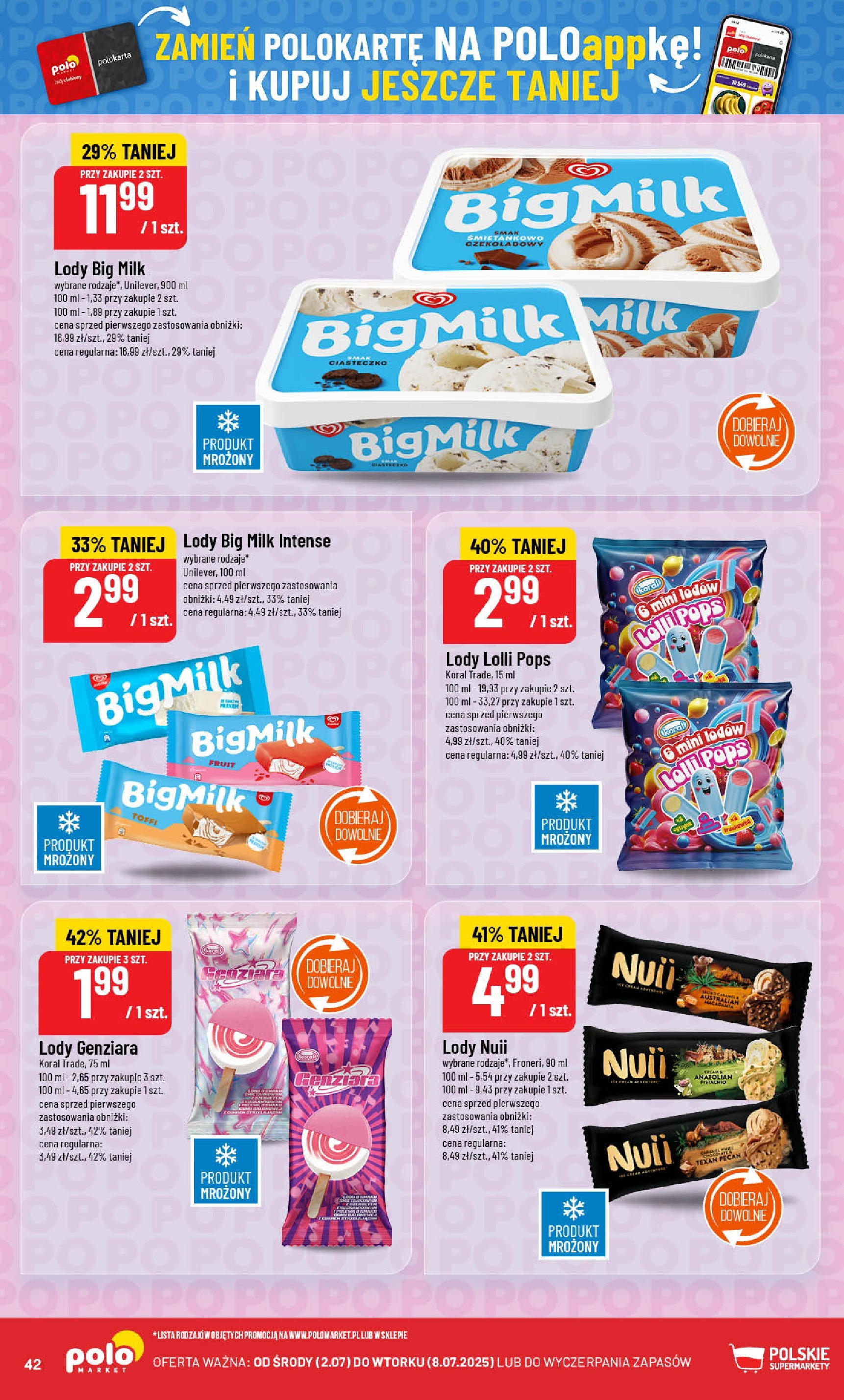 POLOmarket gazetka od jutra (02.07.2025) | Nowa PDF | Strona: 42 | Produkty: Big Milk, Lody POLOmarket gazetka od jutra (02.07.2025) - Nowa PDF | Strona: 42 | Produkty: Big Milk, Lody