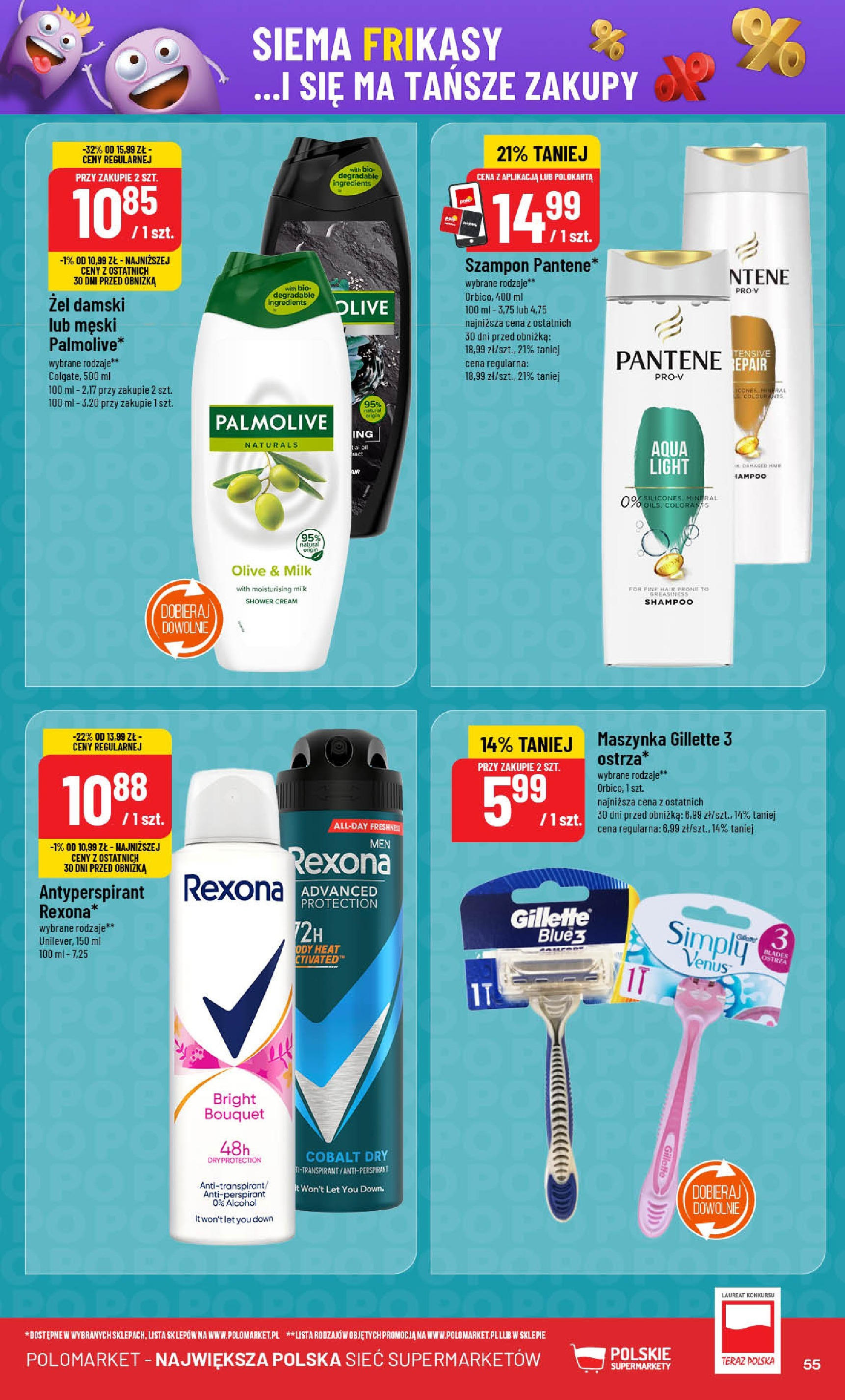 POLOmarket gazetka od jutra (02.07.2025) | Nowa PDF | Strona: 55 | Produkty: Gillette, Szampon, Antyperspirant POLOmarket gazetka od jutra (02.07.2025) - Nowa PDF | Strona: 55 | Produkty: Gillette, Szampon, Antyperspirant