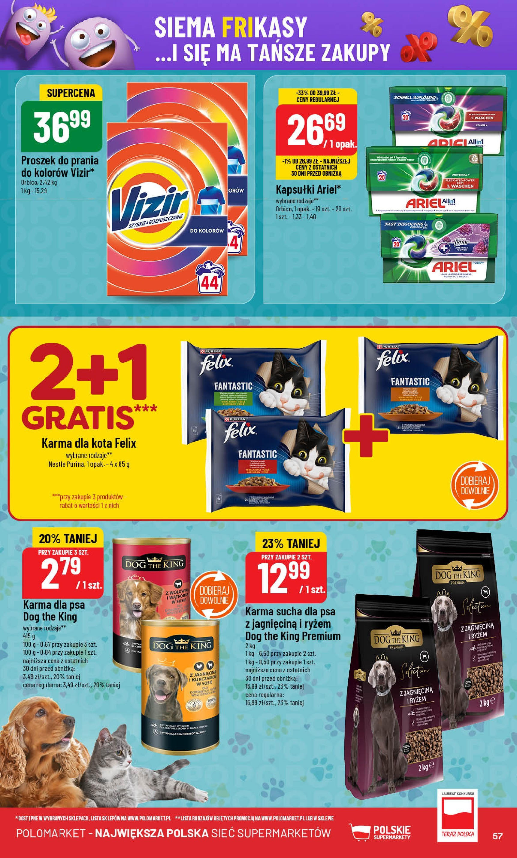 POLOmarket gazetka od jutra (02.07.2025) | Nowa PDF | Strona: 57 | Produkty: Ariel, Karma dla kota, Proszek do prania, Detergent POLOmarket gazetka od jutra (02.07.2025) - Nowa PDF | Strona: 57 | Produkty: Ariel, Karma dla kota, Proszek do prania, Detergent