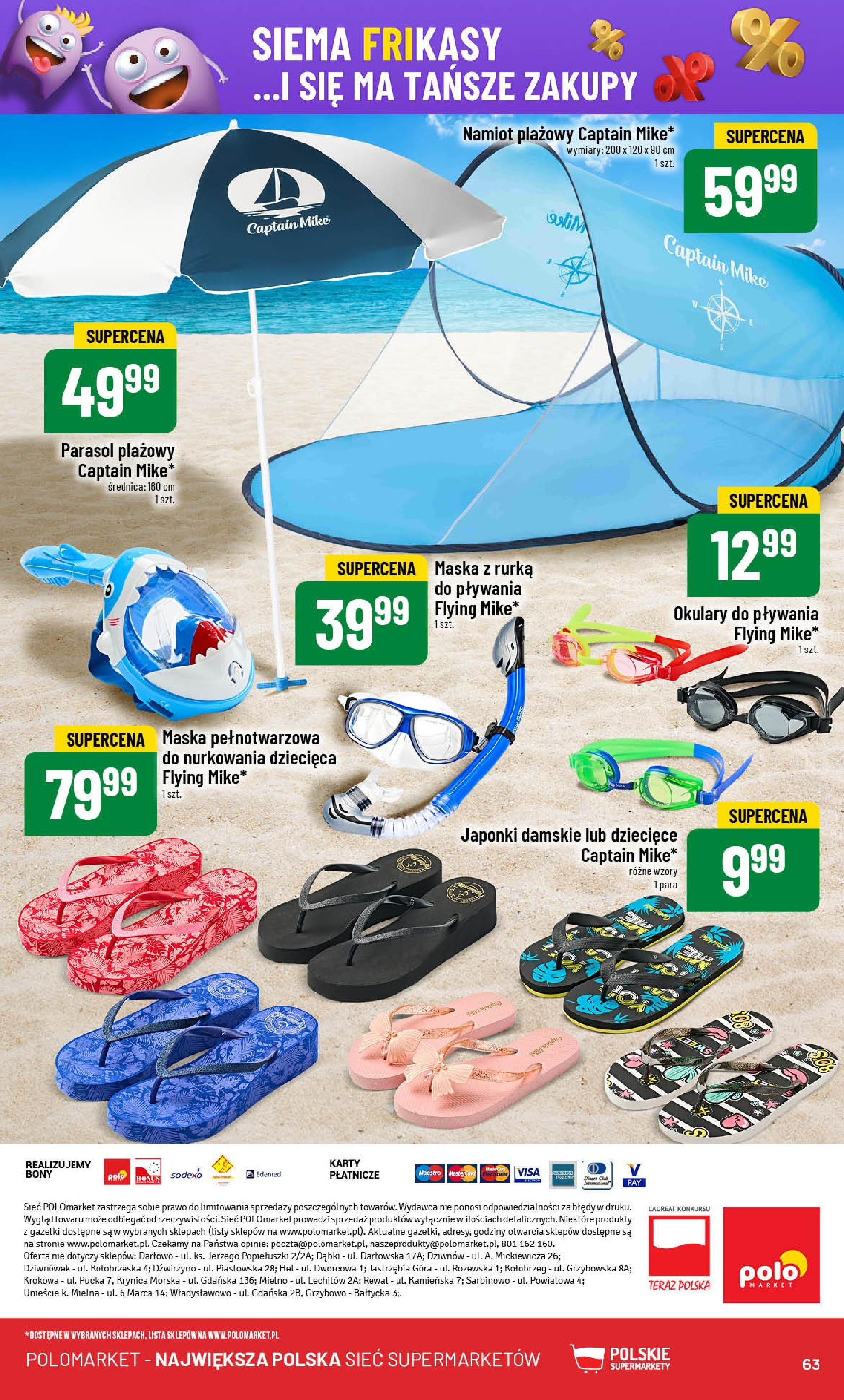 POLOmarket gazetka od jutra (02.07.2025) | Nowa PDF | Strona: 63 | Produkty: Namiot plażowy, Okulary, Japonki, Maska POLOmarket gazetka od jutra (02.07.2025) - Nowa PDF | Strona: 63 | Produkty: Namiot plażowy, Okulary, Japonki, Maska