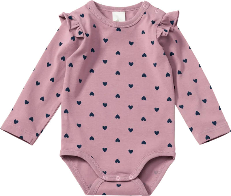 ALANA Body Langarm Pro Climate mit Herz-Muster, lila, Gr. 74/80