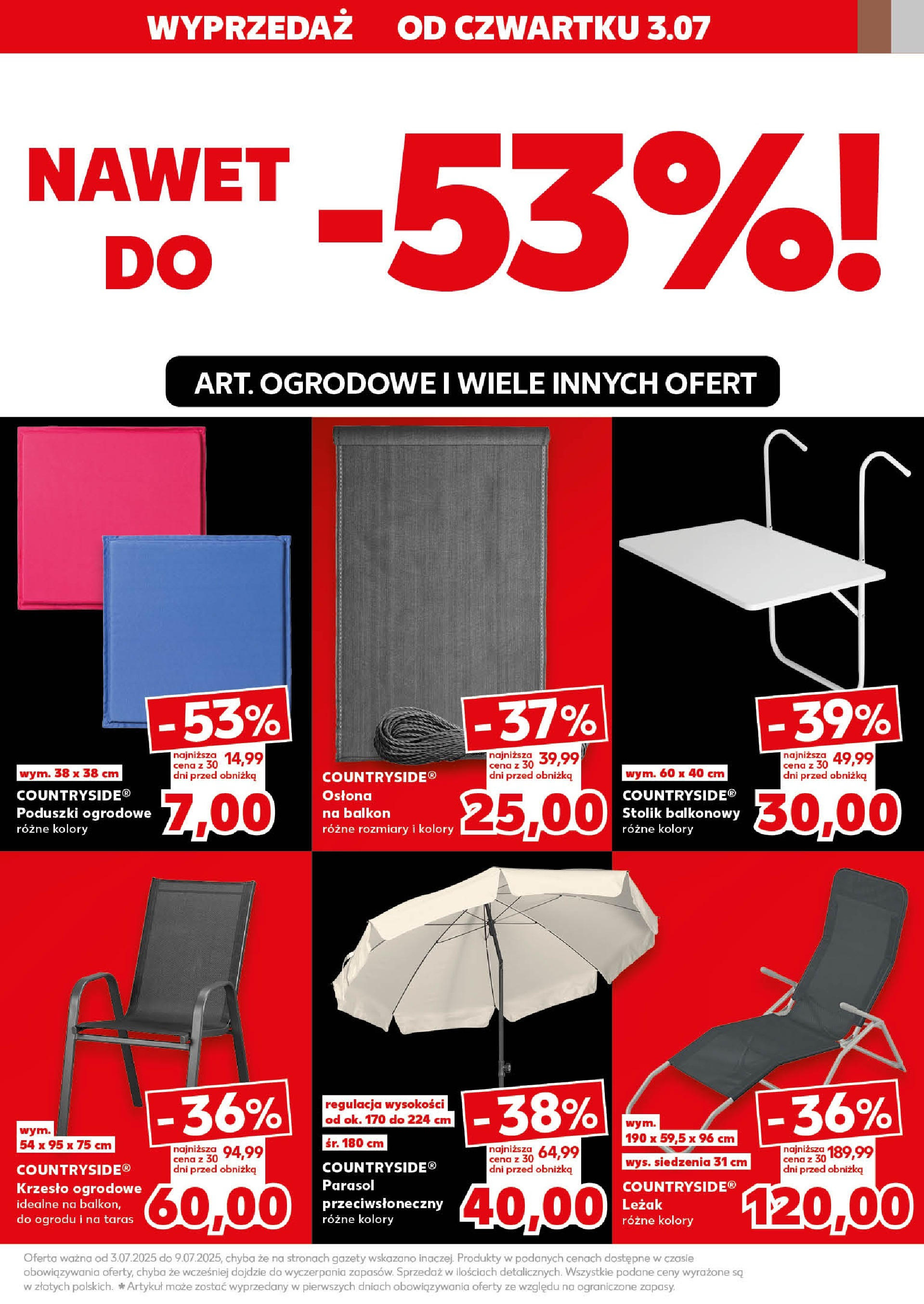 Kaufland gazetka - Mega okazje od 03.07.2025 - od jutra PDF | Strona: 7 | Produkty: Parasol, Leżak, Krzesło, Krzesło ogrodowe