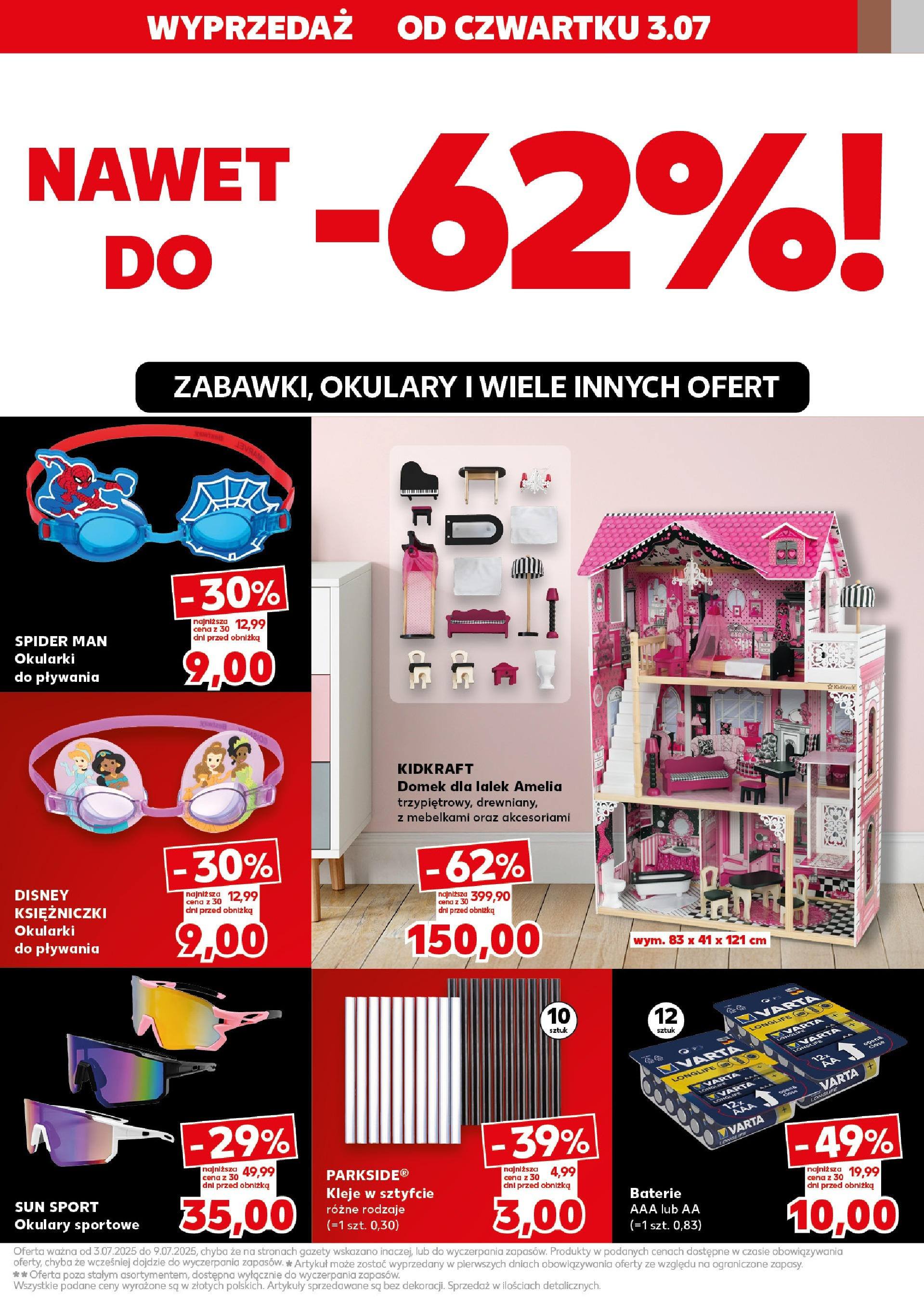 Kaufland gazetka - Mega okazje od 03.07.2025 - od jutra PDF | Strona: 9 | Produkty: Okulary, Baterie, Domek dla lalek