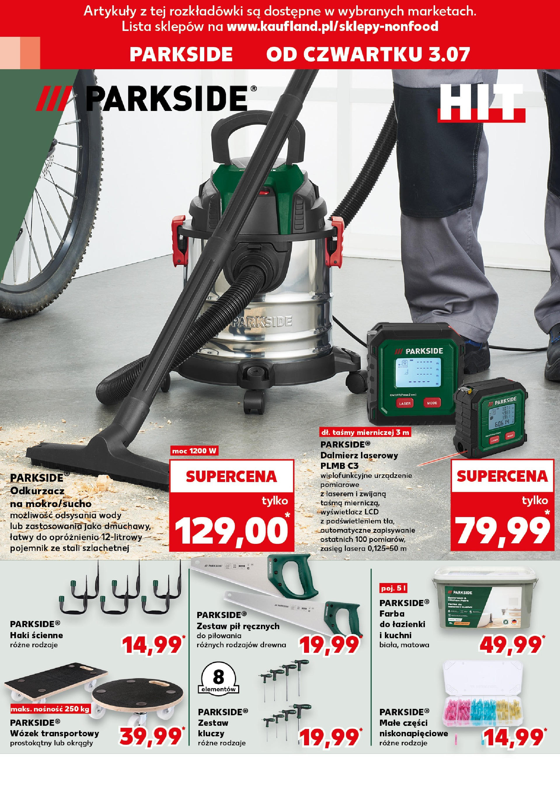 Kaufland gazetka - Mega okazje od 03.07.2025 - od jutra PDF | Strona: 14 | Produkty: Wózek transportowy, Odkurzacz, Dalmierz laserowy