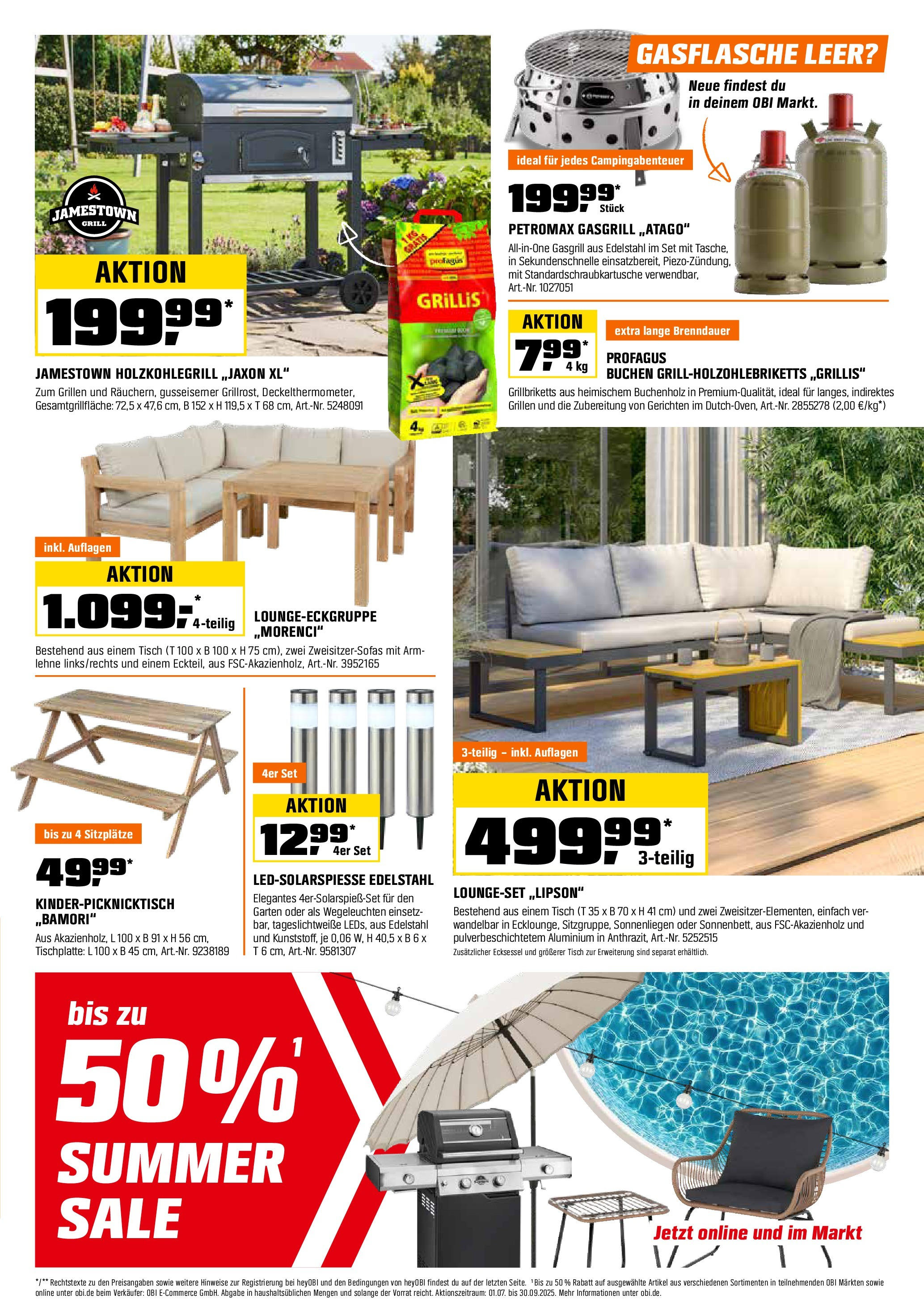 Obi - Biberstarke Angebote (ab 30.06.2025) zum Blättern | Seite: 9 | Produkte: Grill, Tisch