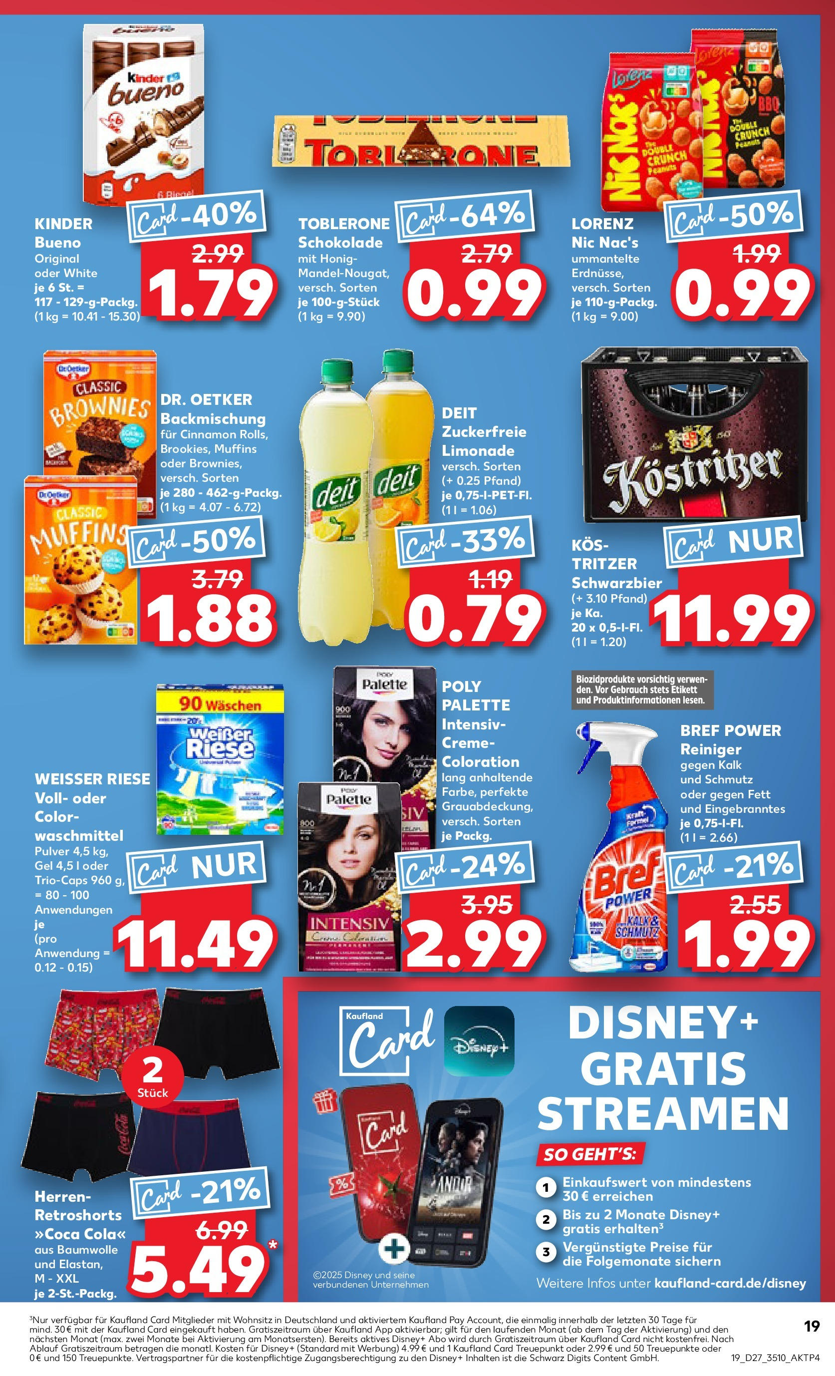 Prospekt Kaufland ab 03.07.2025 » Angebote Online zum Blättern | Seite: 19 | Produkte: Cola, Schokolade, Limonade, Waschmittel