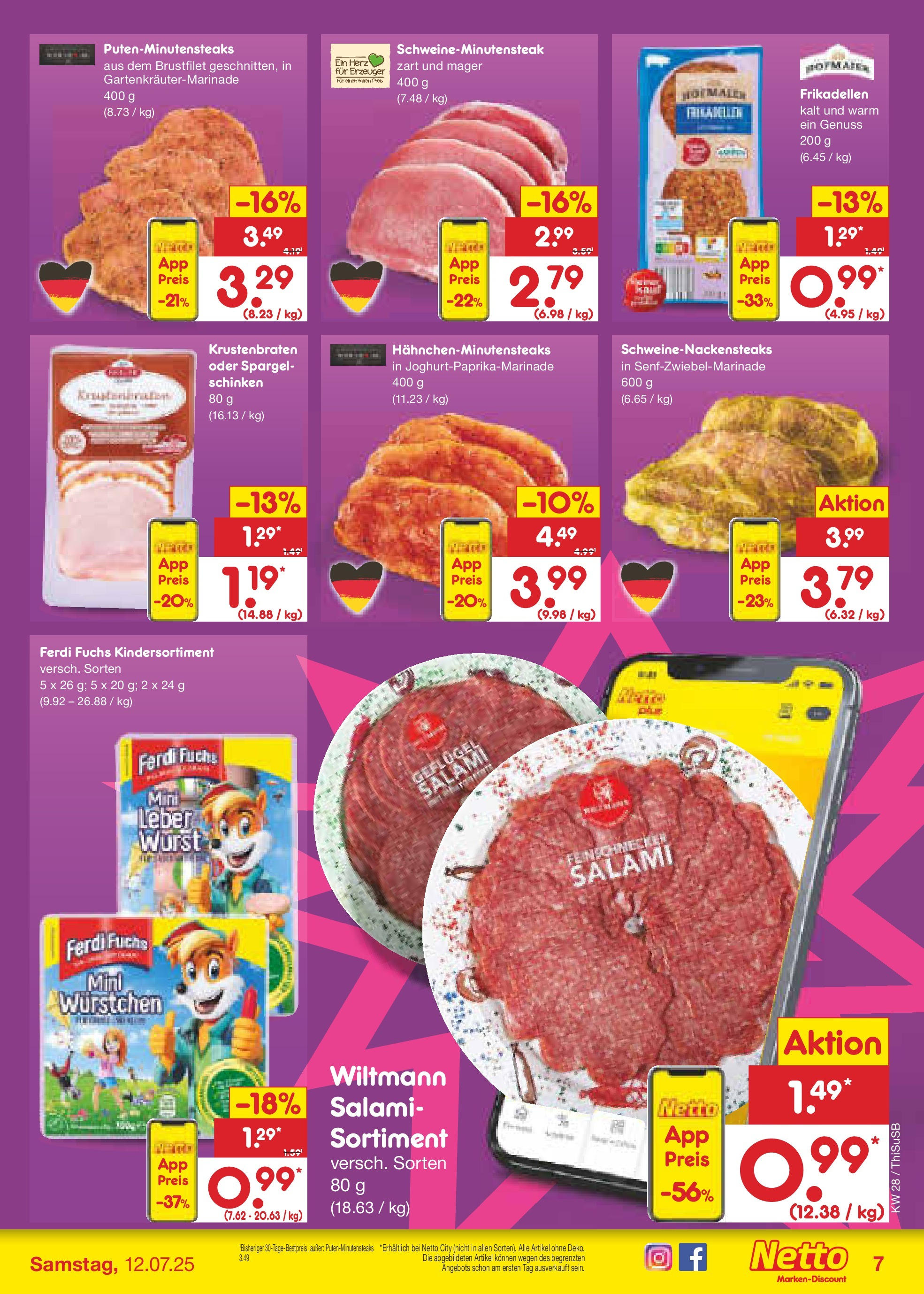 Netto Marken-Discount prospekt Pirna (ab 07.07.2025) » Angebote | Seite: 9 | Produkte: Krustenbraten, Spargel, Wurst, Salami Netto Marken-Discount prospekt Pirna (ab 07.07.2025) » Angebote | Seite: 9 | Produkte: Krustenbraten, Spargel, Wurst, Salami