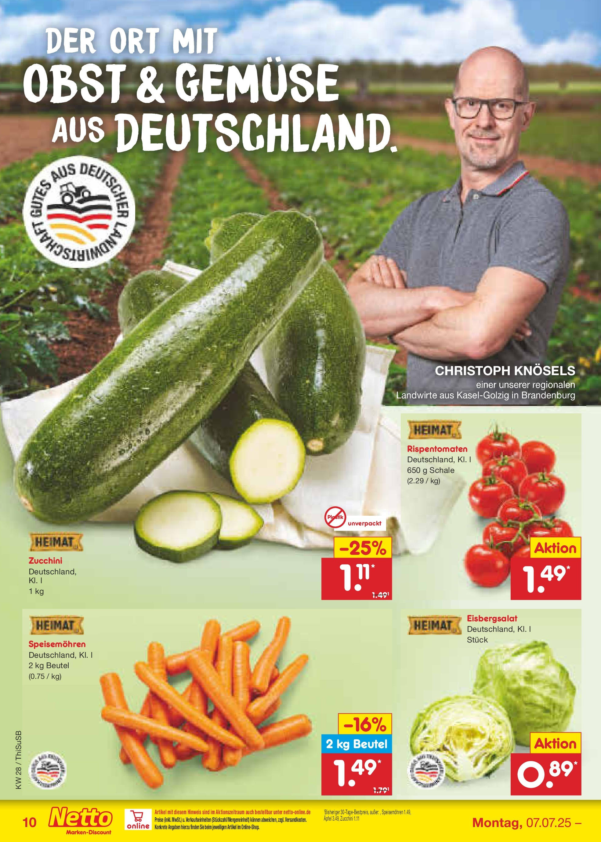 Netto Marken-Discount prospekt Pirna (ab 07.07.2025) » Angebote | Seite: 12 | Produkte: Eisbergsalat, Gemüse, Obst, Zucchini Netto Marken-Discount prospekt Pirna (ab 07.07.2025) » Angebote | Seite: 12 | Produkte: Eisbergsalat, Gemüse, Obst, Zucchini