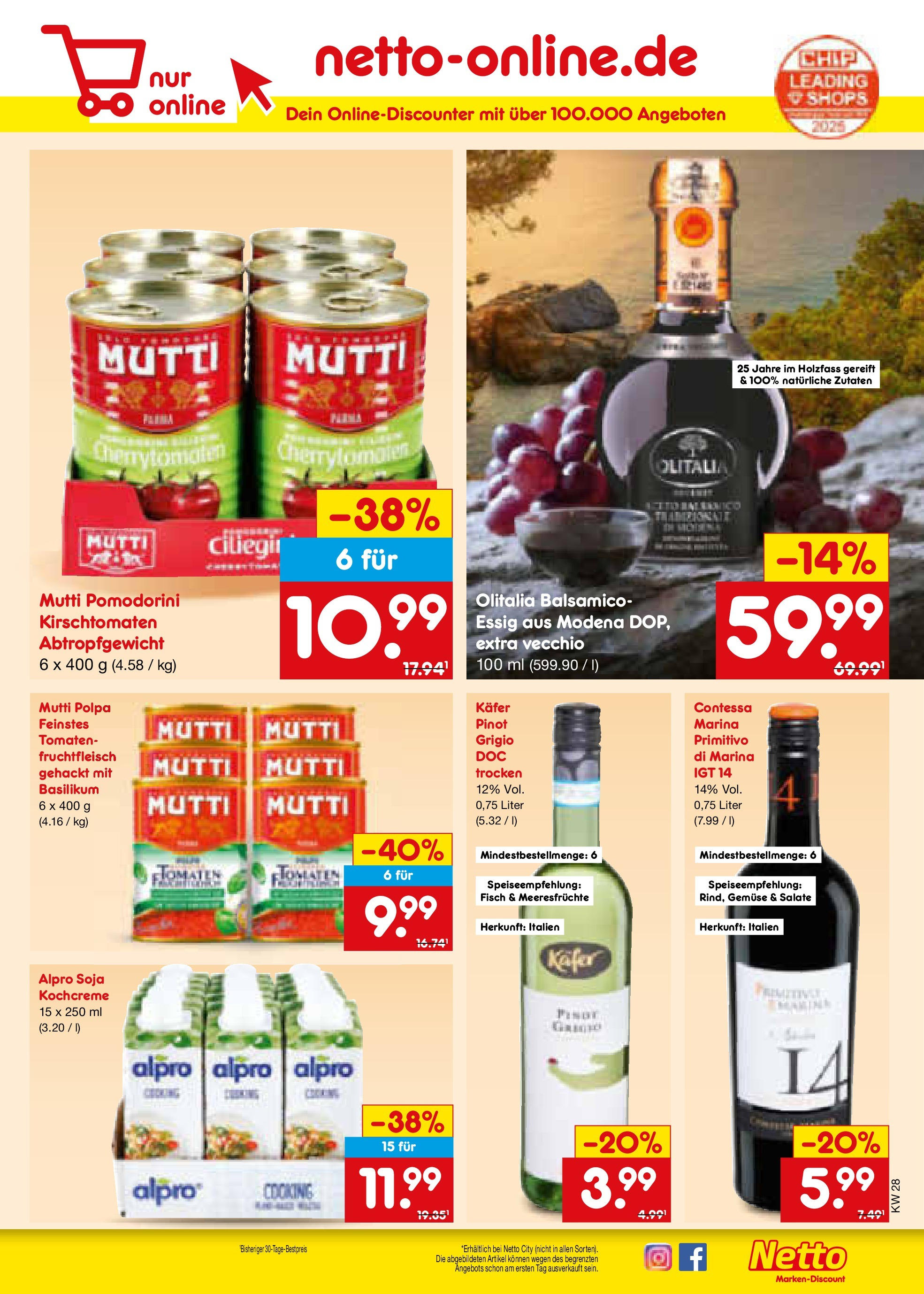 Netto Marken-Discount prospekt Stadtlohn (ab 07.07.2025) » Angebote | Seite: 27 | Produkte: Essig, Tomaten, Fisch, Meeresfrüchte Netto Marken-Discount prospekt Stadtlohn (ab 07.07.2025) » Angebote | Seite: 27 | Produkte: Essig, Tomaten, Fisch, Meeresfrüchte