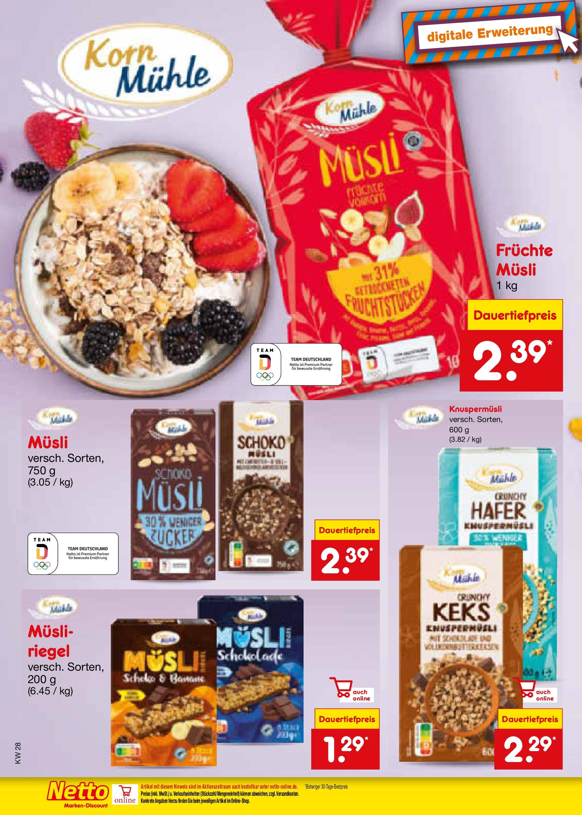 Netto Marken-Discount prospekt Stadtlohn (ab 07.07.2025) » Angebote | Seite: 28 | Produkte: Musli, Mühle, Schokolade, Zucker Netto Marken-Discount prospekt Stadtlohn (ab 07.07.2025) » Angebote | Seite: 28 | Produkte: Musli, Mühle, Schokolade, Zucker