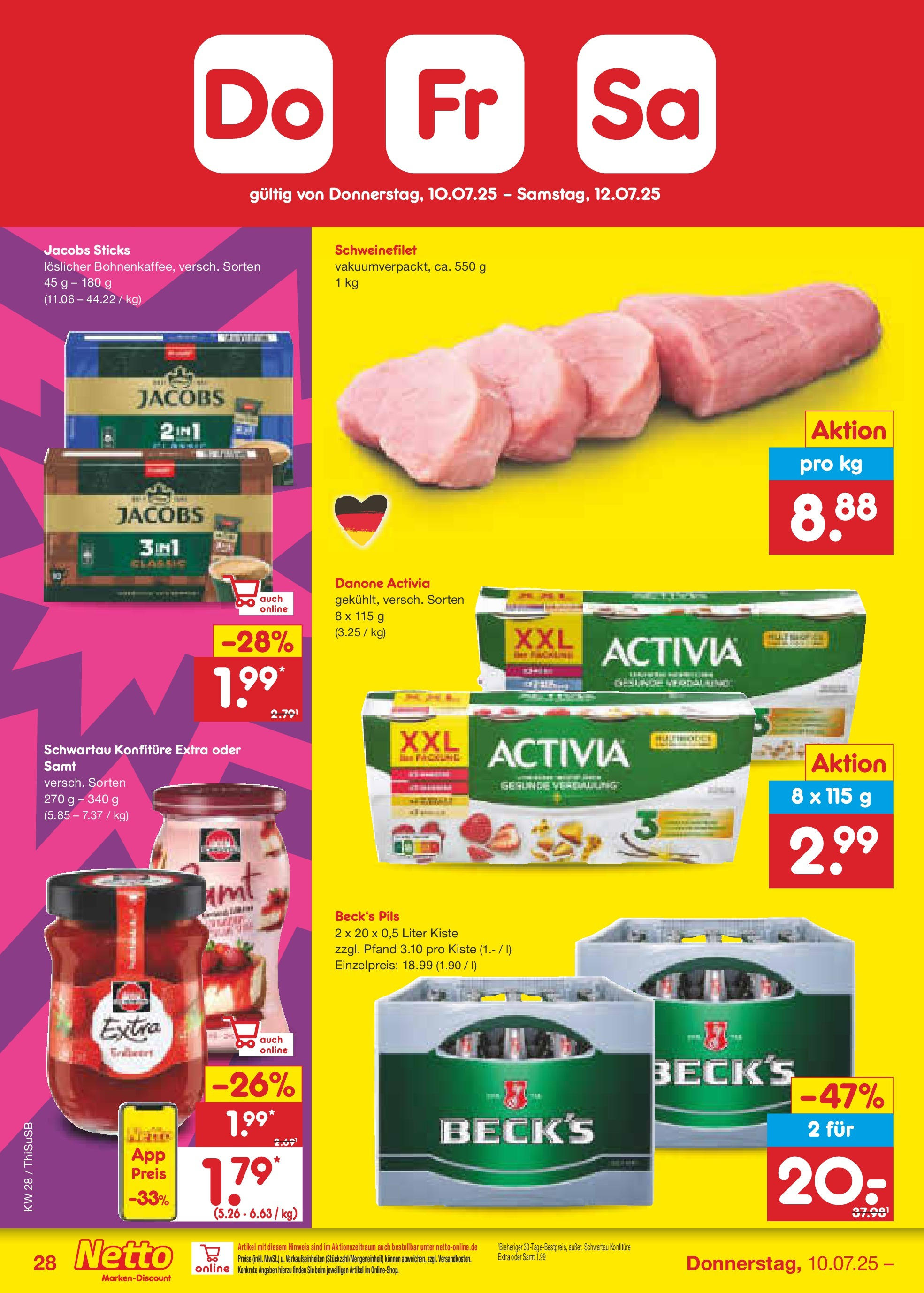 Netto Marken-Discount prospekt Pirna (ab 07.07.2025) » Angebote | Seite: 44 | Produkte: Activia, Danone activia, Pils, Schweinefilet Netto Marken-Discount prospekt Pirna (ab 07.07.2025) » Angebote | Seite: 44 | Produkte: Activia, Danone activia, Pils, Schweinefilet