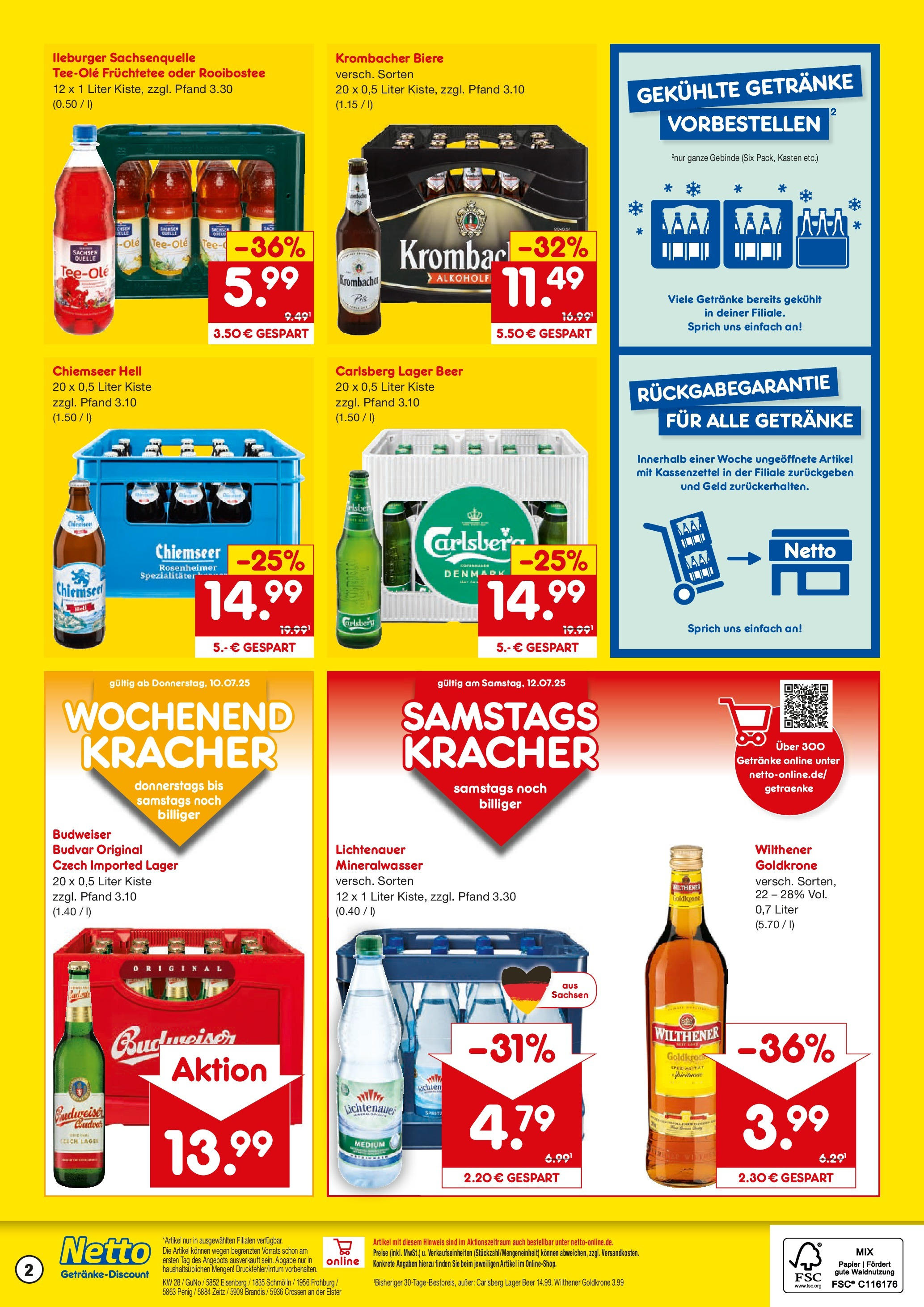 Netto Marken-Discount prospekt Eisenberg	 (ab 07.07.2025) » Angebote | Seite: 2 | Produkte: Sprite, Wilthener, Krombacher, Tee