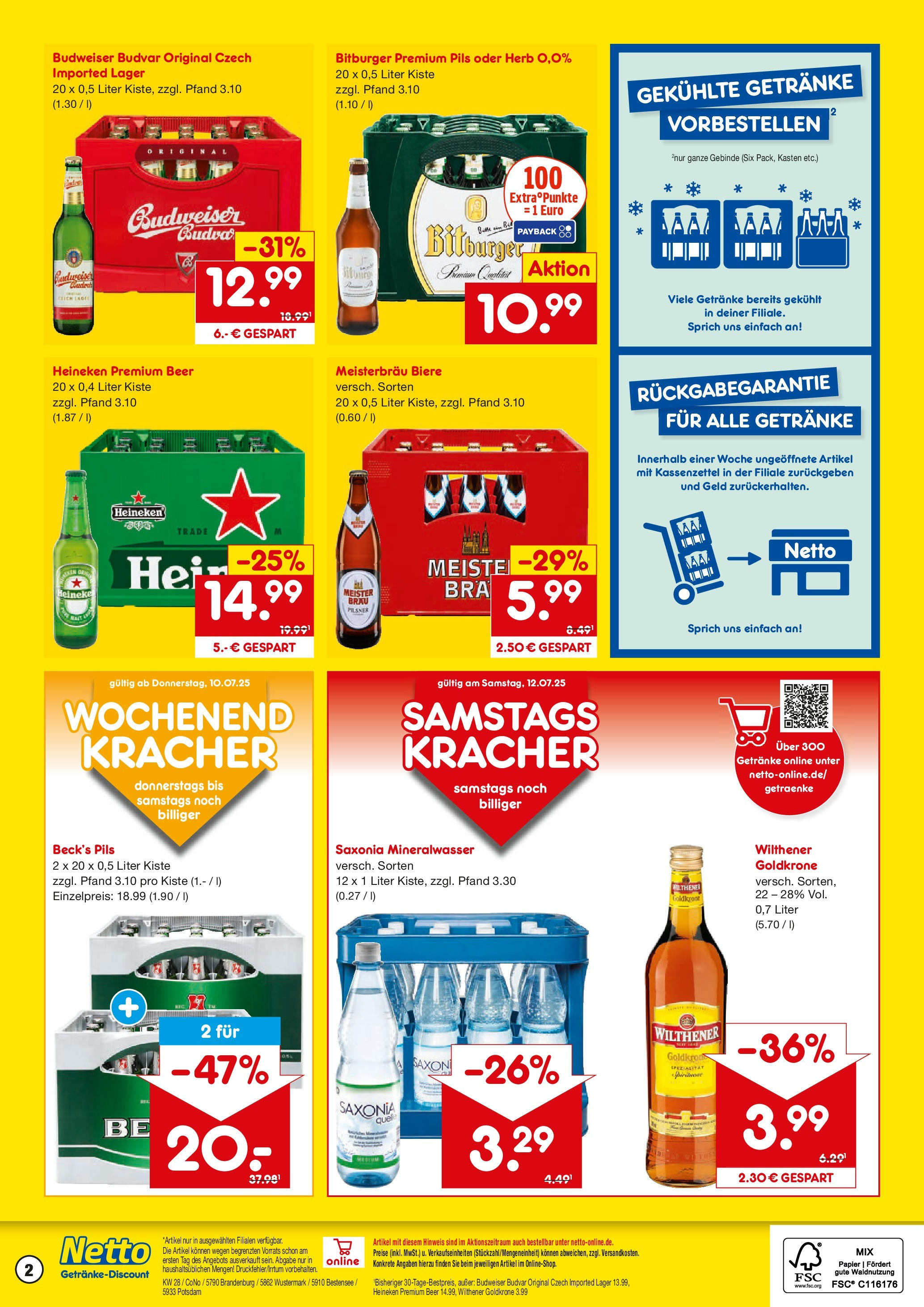 Netto Marken-Discount prospekt Wustermark-Elstal	 (ab 07.07.2025) » Angebote | Seite: 2 | Produkte: Bitburger, Wilthener, Pils, Heineken