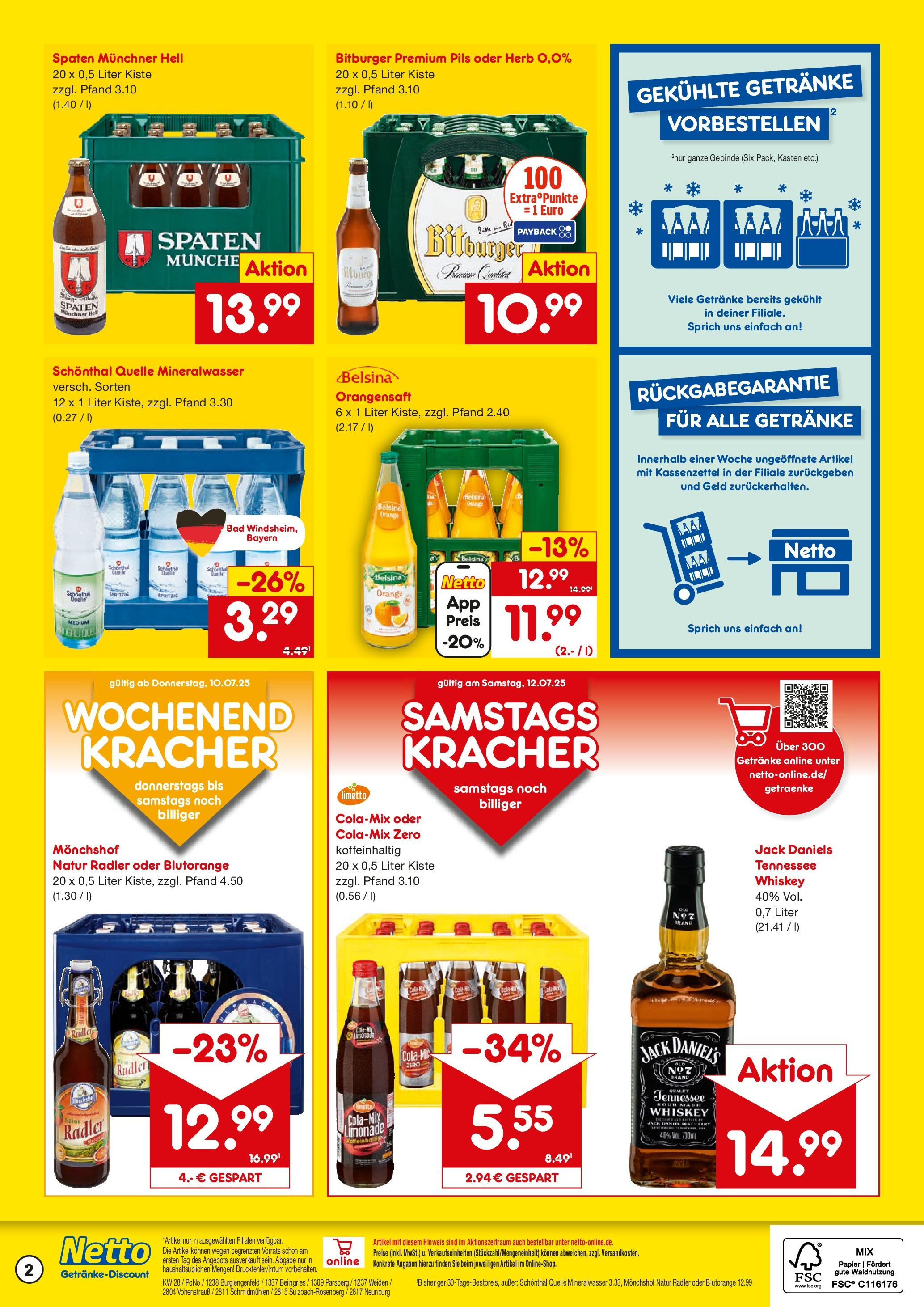 Netto Marken-Discount prospekt Burglengenfeld	 (ab 07.07.2025) » Angebote | Seite: 2 | Produkte: Bitburger, Monchshof, Bad, Radler