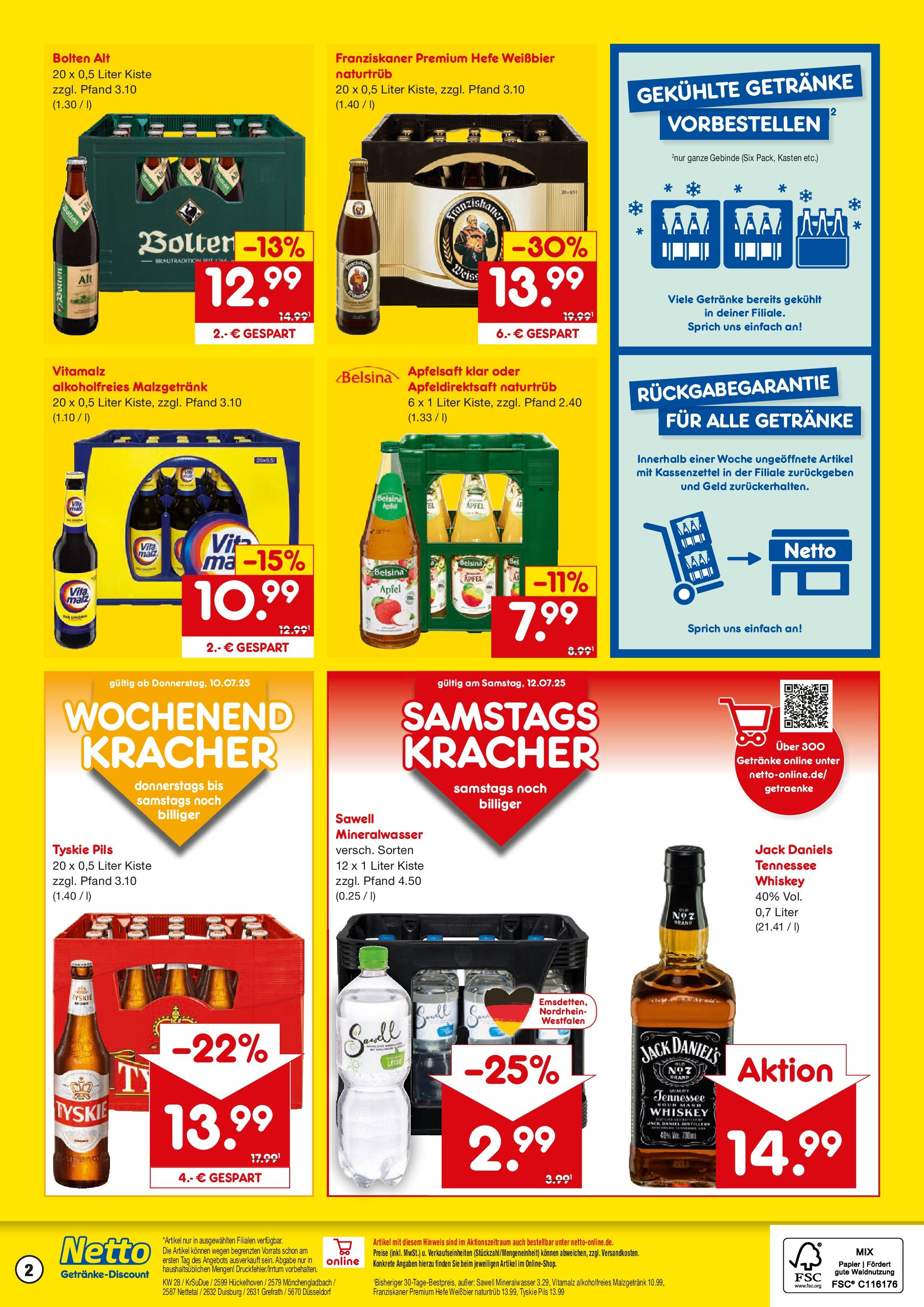 Netto Marken-Discount prospekt Duisburg	 (ab 07.07.2025) » Angebote | Seite: 2 | Produkte: Franziskaner, Pils, Äpfel, Apfelsaft