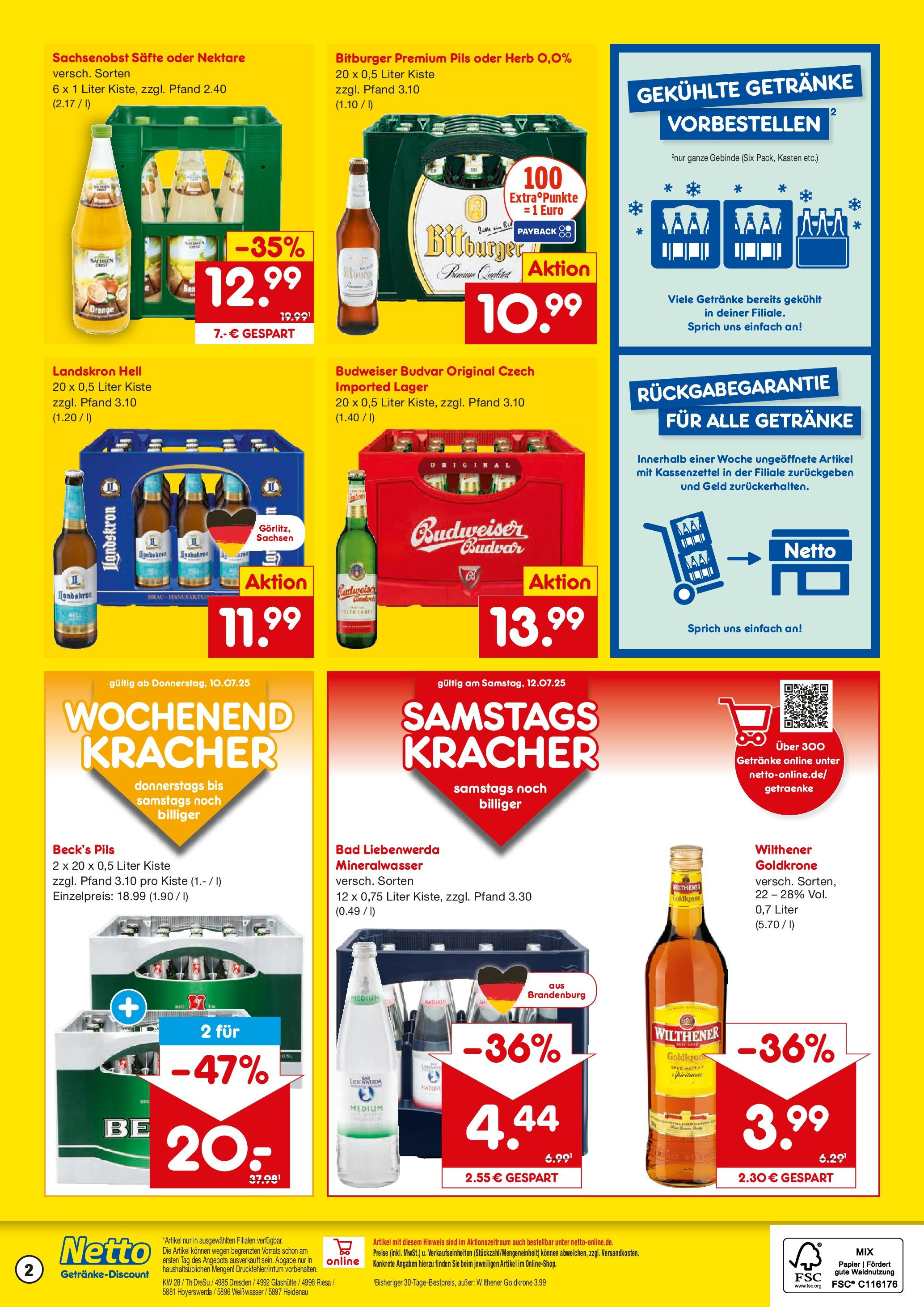 Netto Marken-Discount prospekt Riesa	 (ab 07.07.2025) » Angebote | Seite: 2 | Produkte: Wilthener, Bad, Mineralwasser, Budweiser