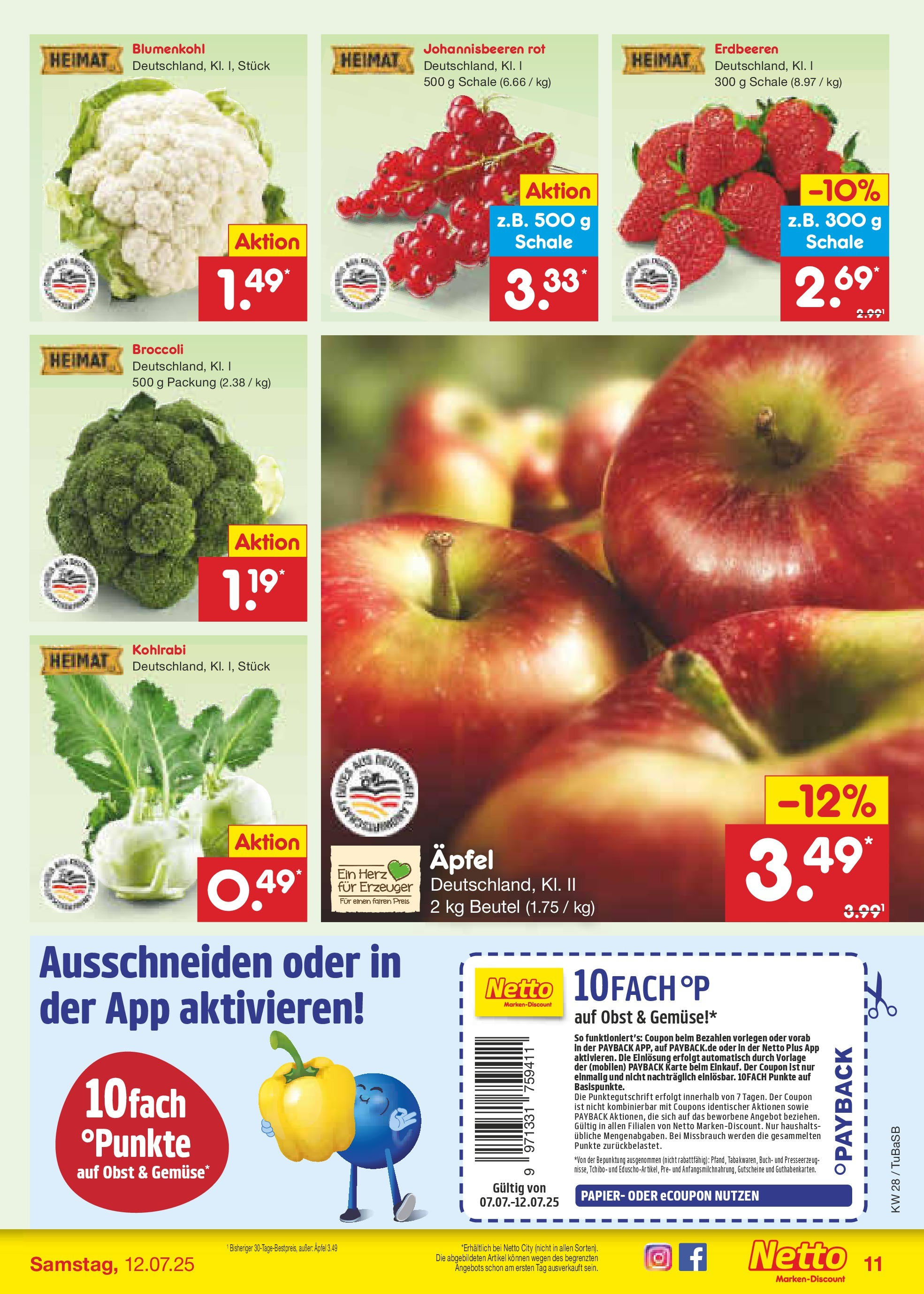 Netto Marken-Discount prospekt Lahr-Langenwinkel (ab 07.07.2025) » Angebote | Seite: 13 | Produkte: Äpfel, Apple, Gemüse, Obst Netto Marken-Discount prospekt Lahr-Langenwinkel (ab 07.07.2025) » Angebote | Seite: 13 | Produkte: Äpfel, Apple, Gemüse, Obst