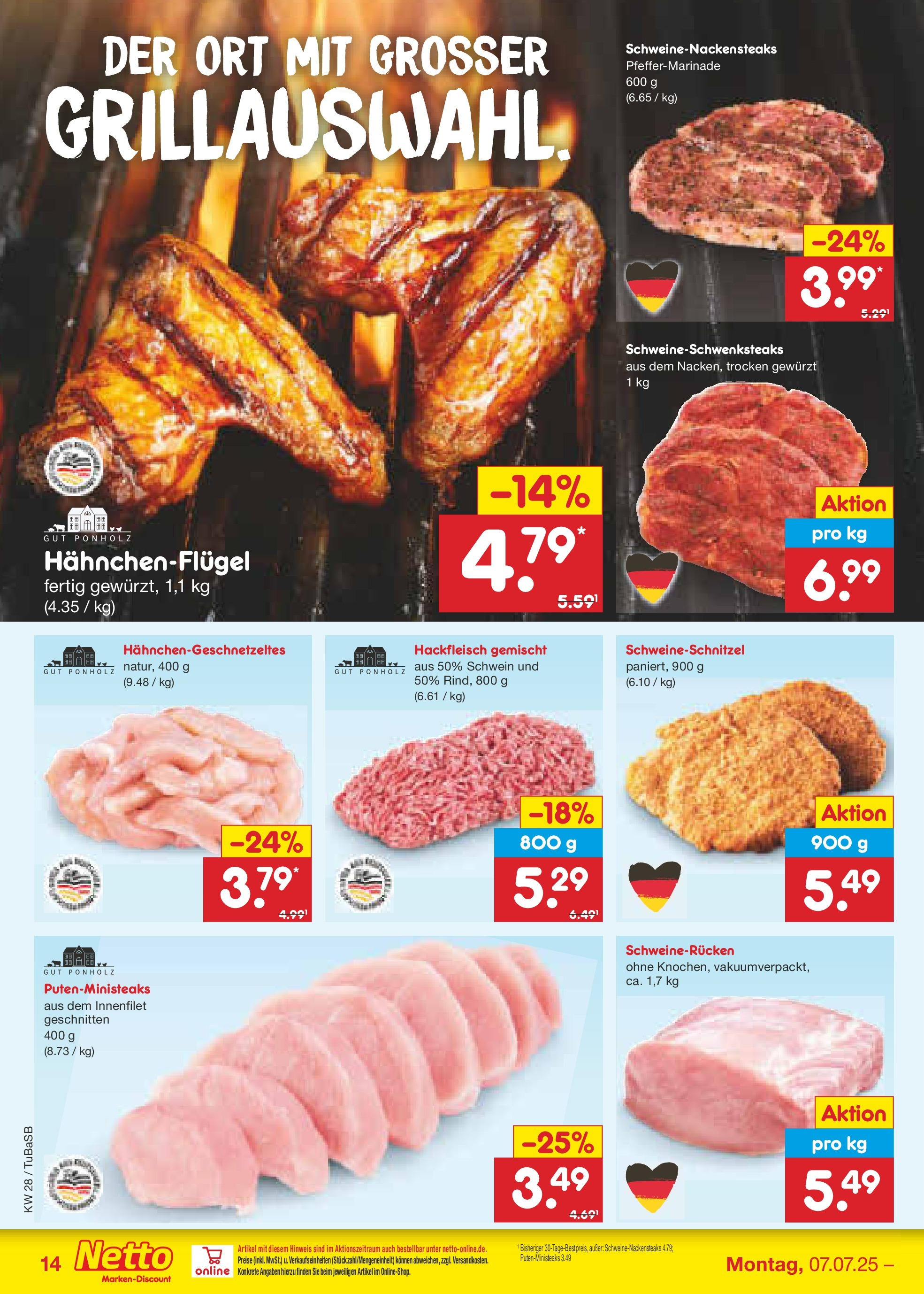 Netto Marken-Discount prospekt Lahr-Langenwinkel (ab 07.07.2025) » Angebote | Seite: 16 | Produkte: Schweinerucken, Hackfleisch Netto Marken-Discount prospekt Lahr-Langenwinkel (ab 07.07.2025) » Angebote | Seite: 16 | Produkte: Schweinerucken, Hackfleisch