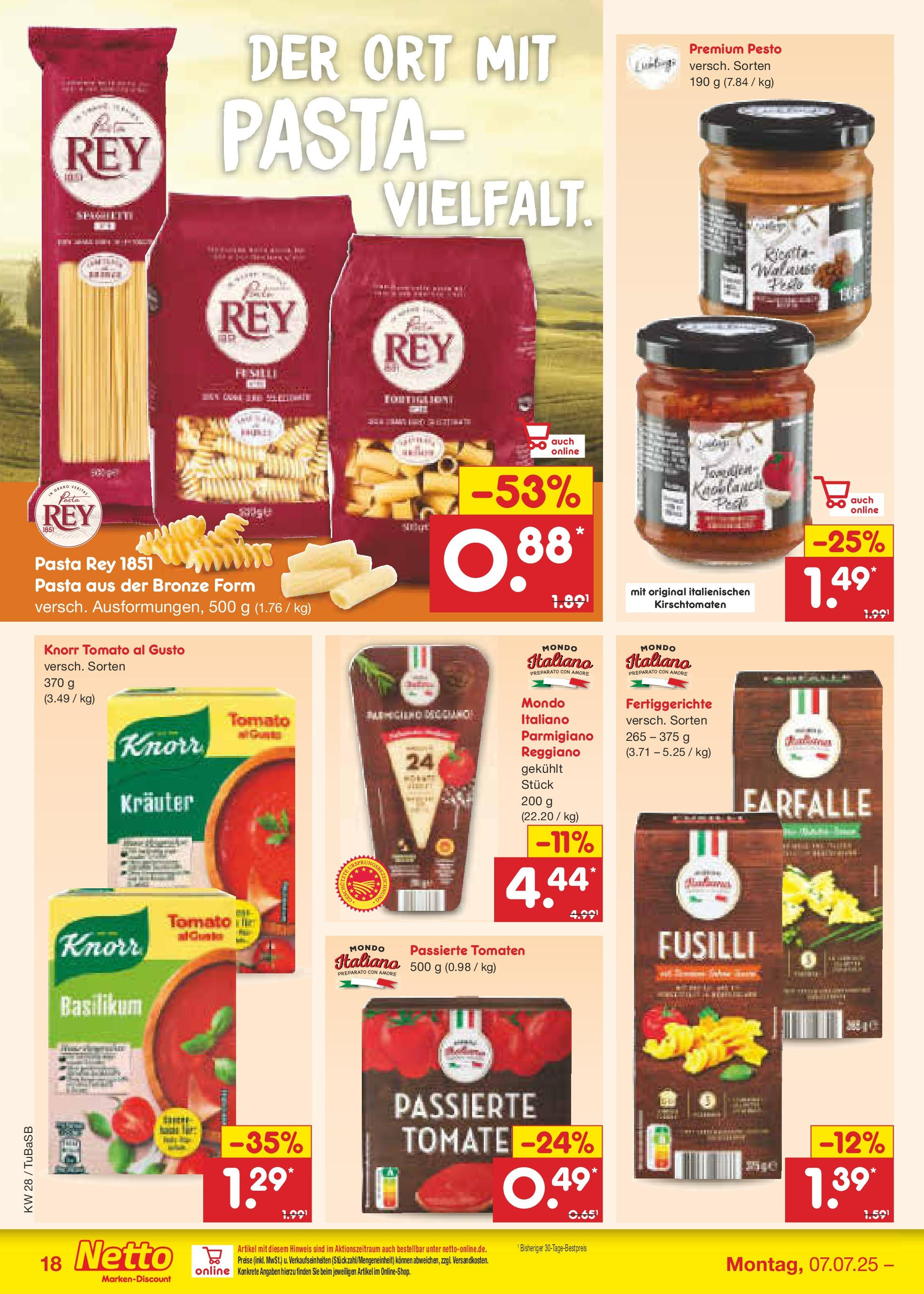 Netto Marken-Discount prospekt Lahr-Langenwinkel (ab 07.07.2025) » Angebote | Seite: 24 | Produkte: Tomaten, Knorr, Fertiggerichte, Pasta Netto Marken-Discount prospekt Lahr-Langenwinkel (ab 07.07.2025) » Angebote | Seite: 24 | Produkte: Tomaten, Knorr, Fertiggerichte, Pasta