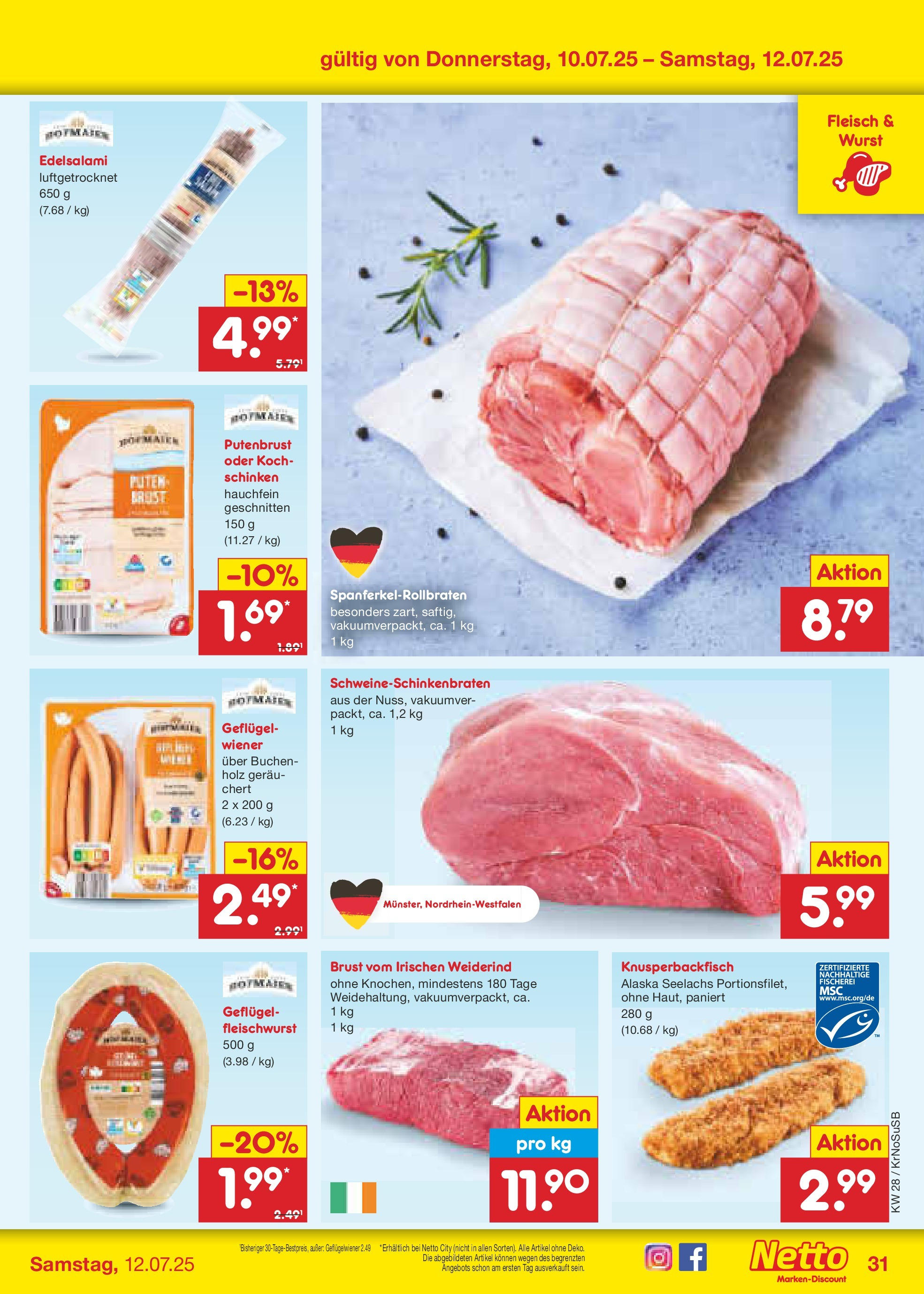 Netto Marken-Discount prospekt Jüchen (ab 06.07.2025) » Angebote | Seite: 47 | Produkte: Wurst, Schinken, Fleisch Netto Marken-Discount prospekt Jüchen (ab 06.07.2025) » Angebote | Seite: 47 | Produkte: Wurst, Schinken, Fleisch