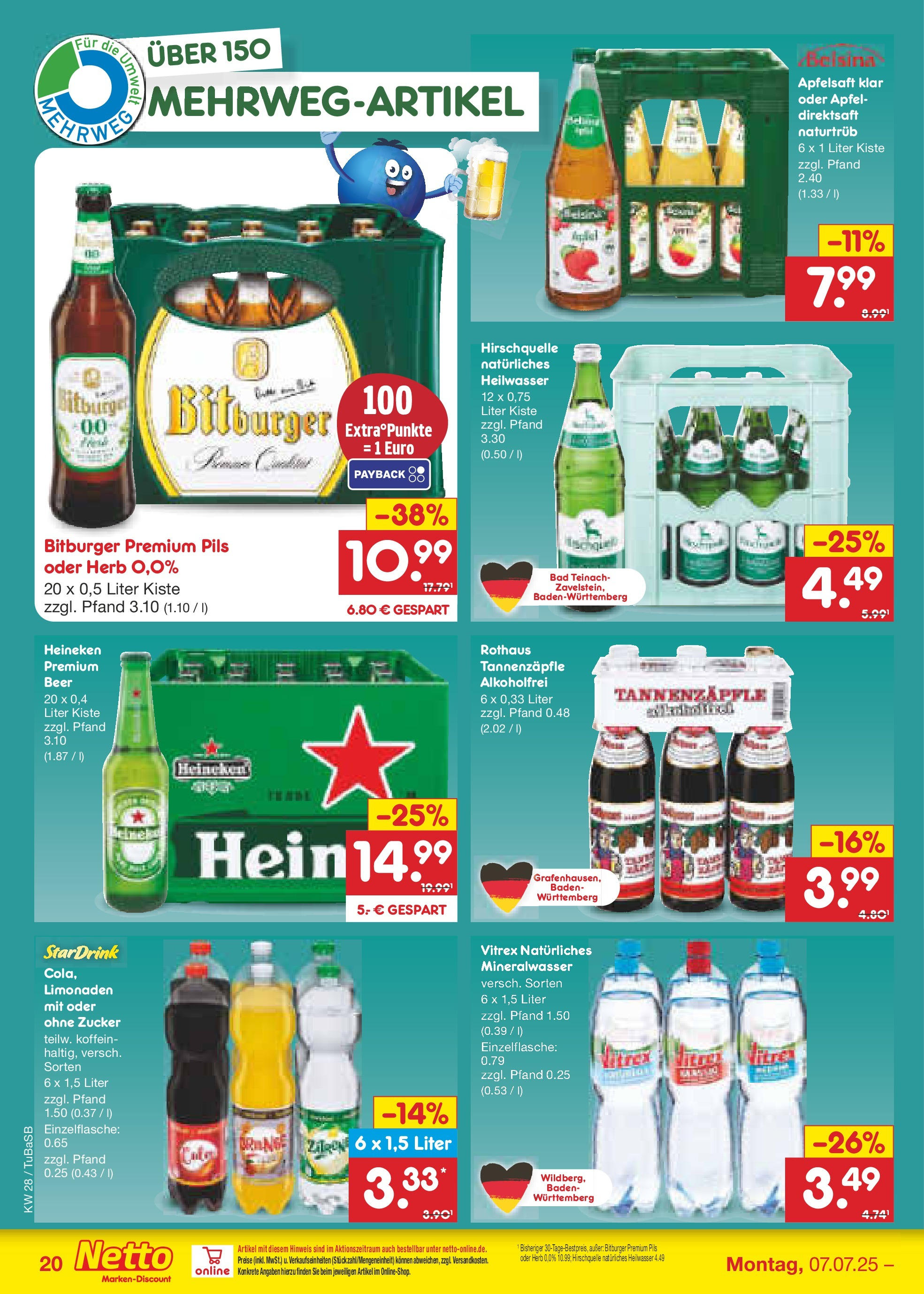 Netto Marken-Discount prospekt Lahr-Langenwinkel (ab 07.07.2025) » Angebote | Seite: 30 | Produkte: Bitburger, Pils, Heineken, Zucker Netto Marken-Discount prospekt Lahr-Langenwinkel (ab 07.07.2025) » Angebote | Seite: 30 | Produkte: Bitburger, Pils, Heineken, Zucker