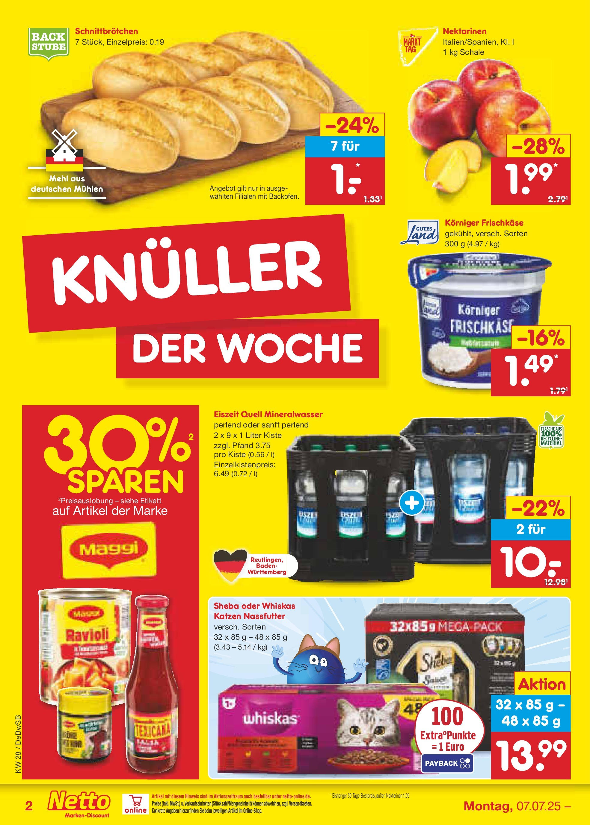 Netto Marken-Discount prospekt Waiblingen-Bittenfeld (ab 07.07.2025) » Angebote | Seite: 2 | Produkte: Sheba, Nektarinen, Mineralwasser, Frischkase Netto Marken-Discount prospekt Waiblingen-Bittenfeld (ab 07.07.2025) » Angebote | Seite: 2 | Produkte: Sheba, Nektarinen, Mineralwasser, Frischkase