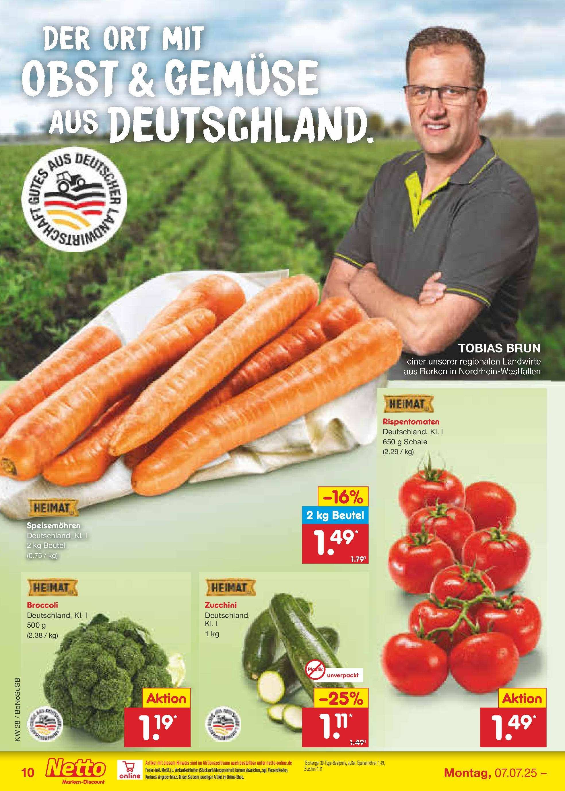 Netto Marken-Discount prospekt Stadtlohn (ab 07.07.2025) » Angebote | Seite: 12 | Produkte: Gemüse, Obst, Zucchini Netto Marken-Discount prospekt Stadtlohn (ab 07.07.2025) » Angebote | Seite: 12 | Produkte: Gemüse, Obst, Zucchini