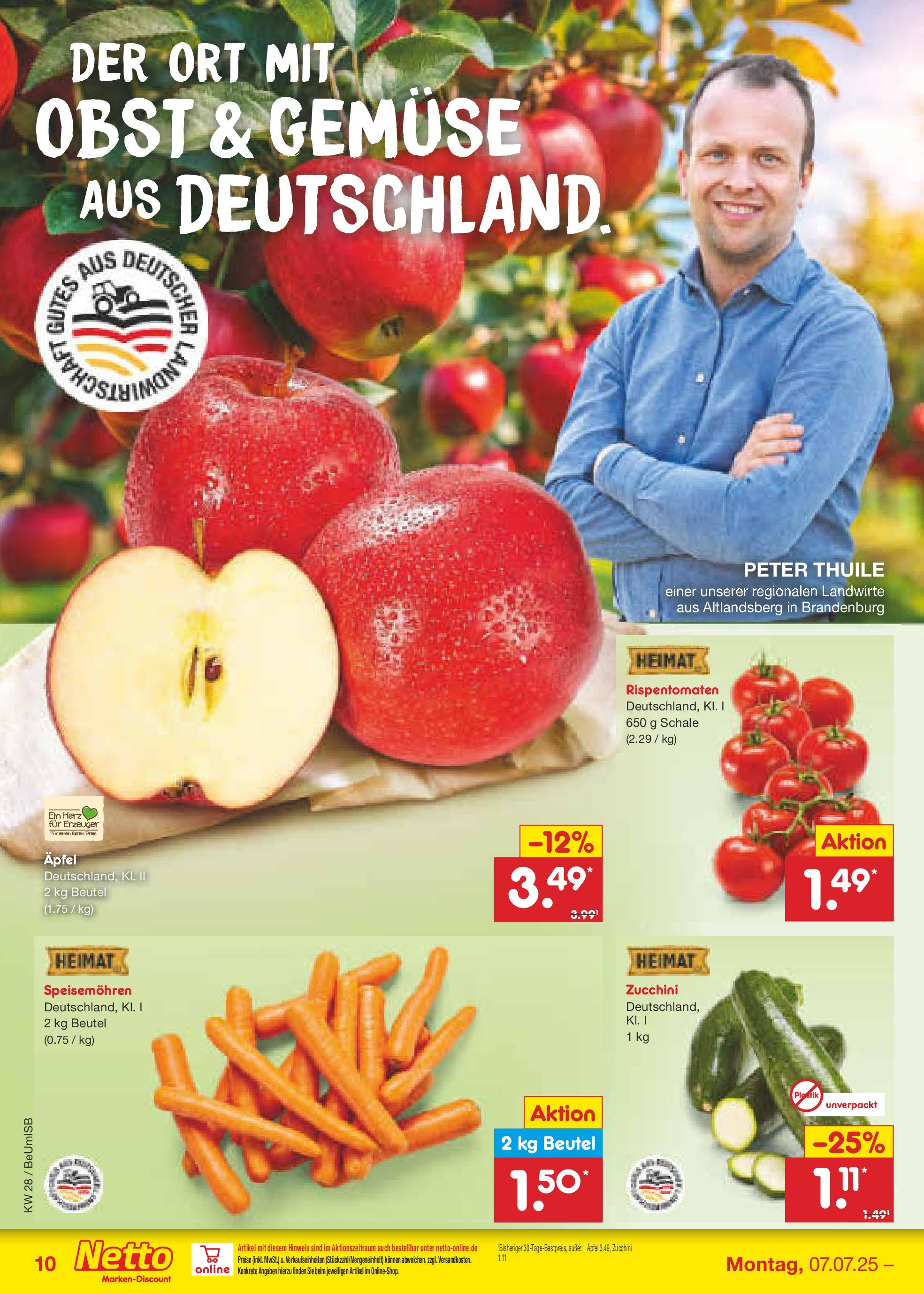 Netto Marken-Discount prospekt Kremmen (ab 07.07.2025) » Angebote | Seite: 12 | Produkte: Äpfel, Gemüse, Obst, Zucchini Netto Marken-Discount prospekt Kremmen (ab 07.07.2025) » Angebote | Seite: 12 | Produkte: Äpfel, Gemüse, Obst, Zucchini