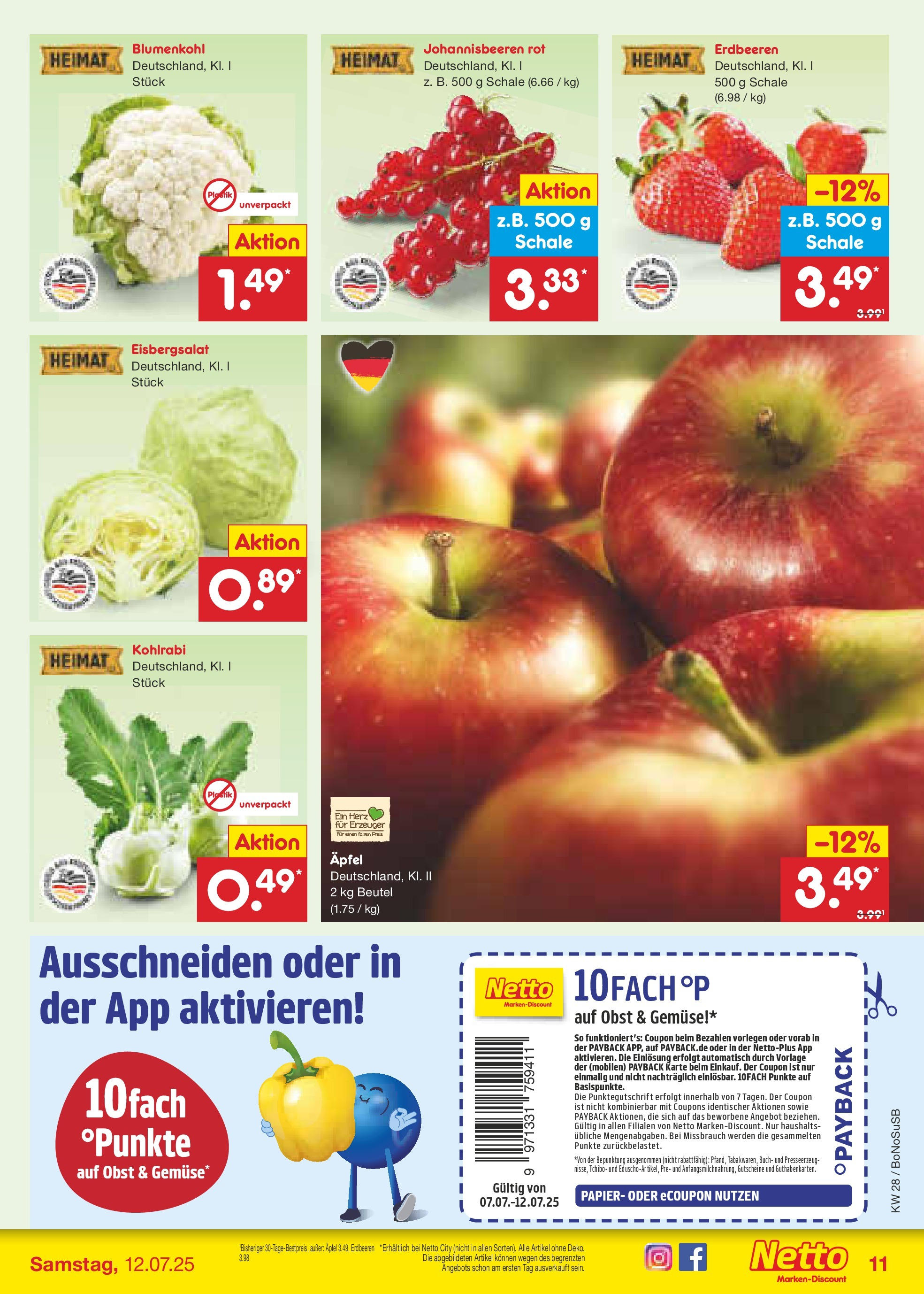Netto Marken-Discount prospekt Stadtlohn (ab 07.07.2025) » Angebote | Seite: 13 | Produkte: Eisbergsalat, Gemüse, Obst, Blumenkohl Netto Marken-Discount prospekt Stadtlohn (ab 07.07.2025) » Angebote | Seite: 13 | Produkte: Eisbergsalat, Gemüse, Obst, Blumenkohl
