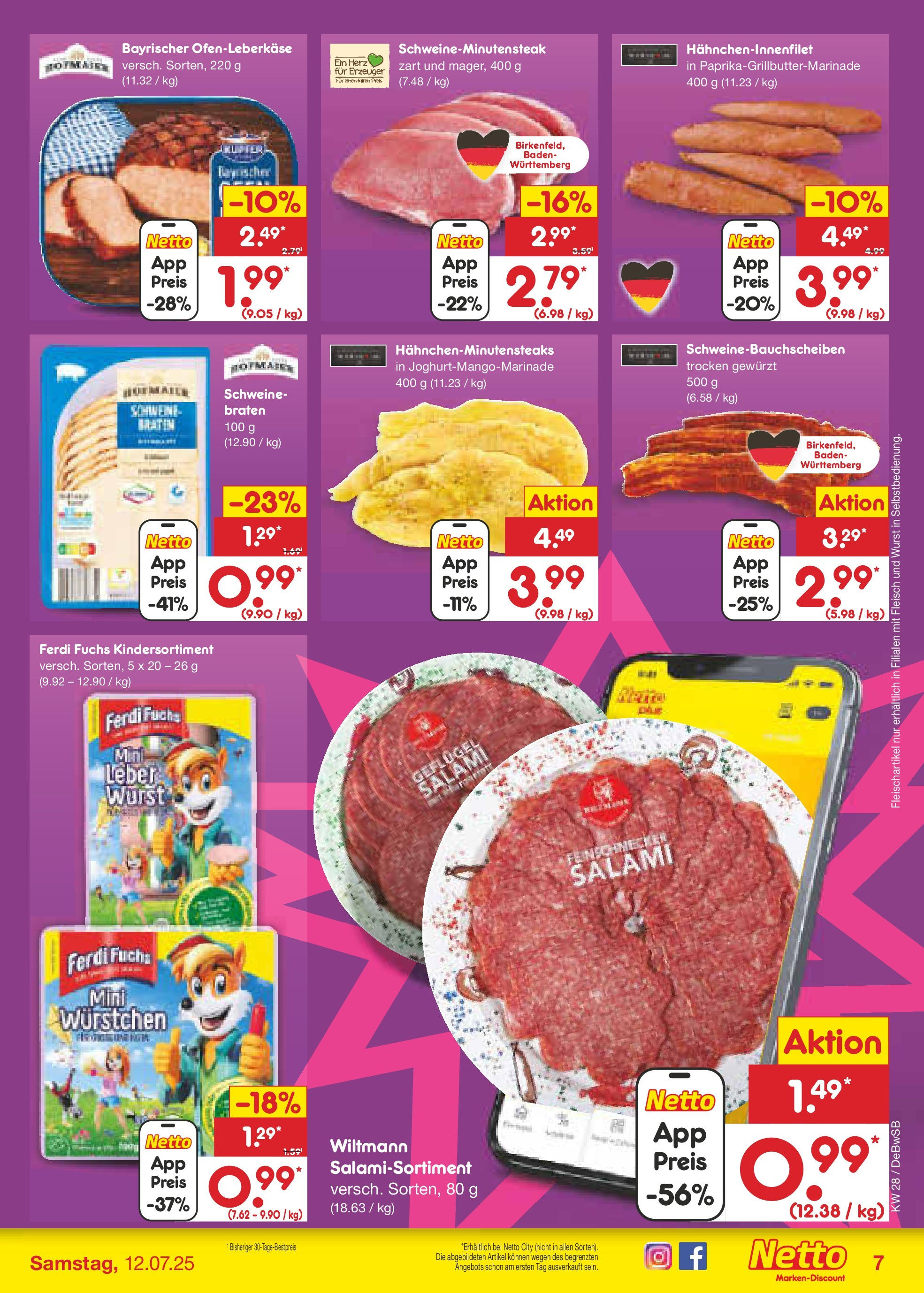 Netto Marken-Discount prospekt Waiblingen-Bittenfeld (ab 07.07.2025) » Angebote | Seite: 9 | Produkte: Wurst, Salami, Fleisch Netto Marken-Discount prospekt Waiblingen-Bittenfeld (ab 07.07.2025) » Angebote | Seite: 9 | Produkte: Wurst, Salami, Fleisch