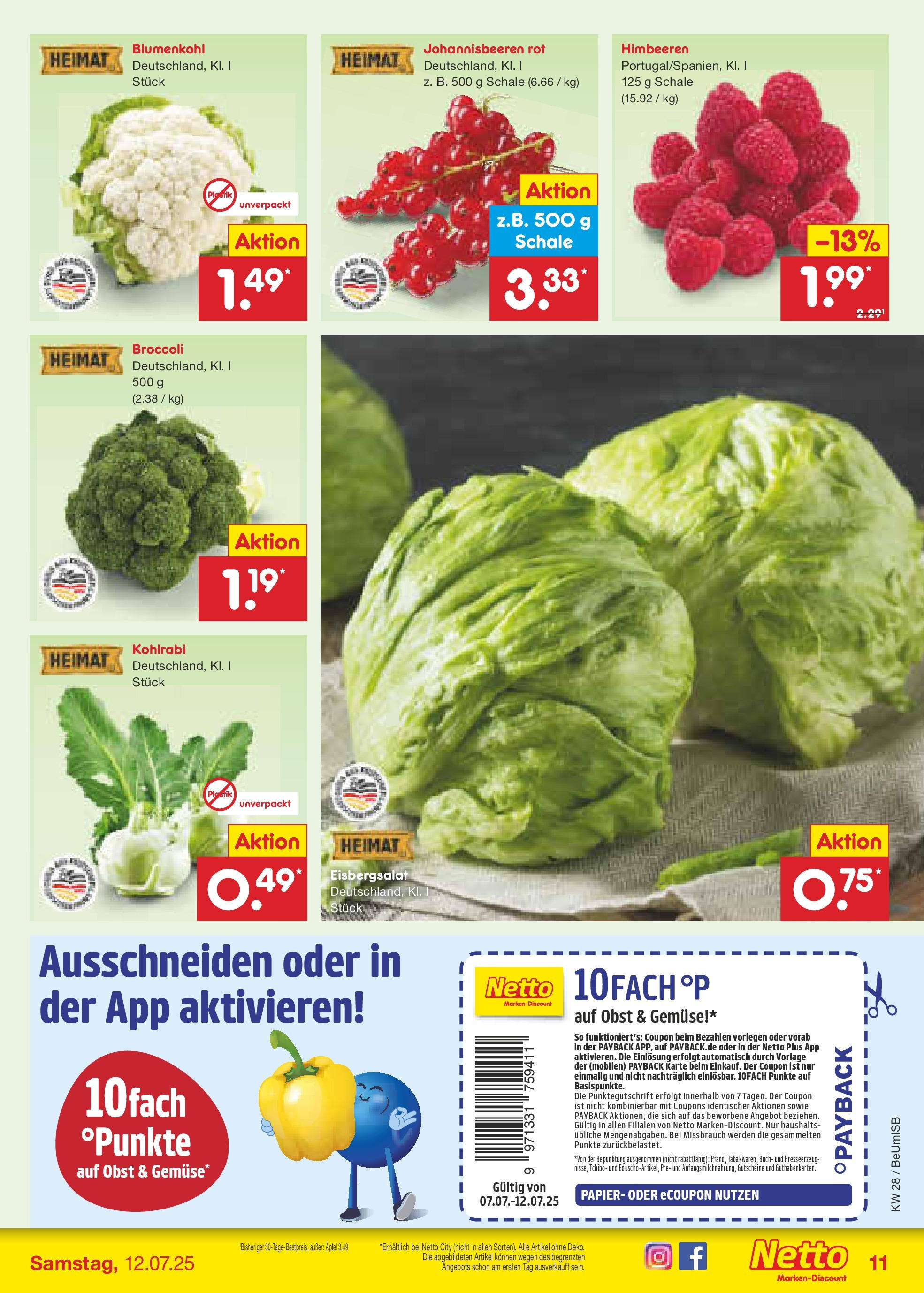 Netto Marken-Discount prospekt Kremmen (ab 07.07.2025) » Angebote | Seite: 13 | Produkte: Kohlrabi, Eisbergsalat, Obst, Blumenkohl Netto Marken-Discount prospekt Kremmen (ab 07.07.2025) » Angebote | Seite: 13 | Produkte: Kohlrabi, Eisbergsalat, Obst, Blumenkohl