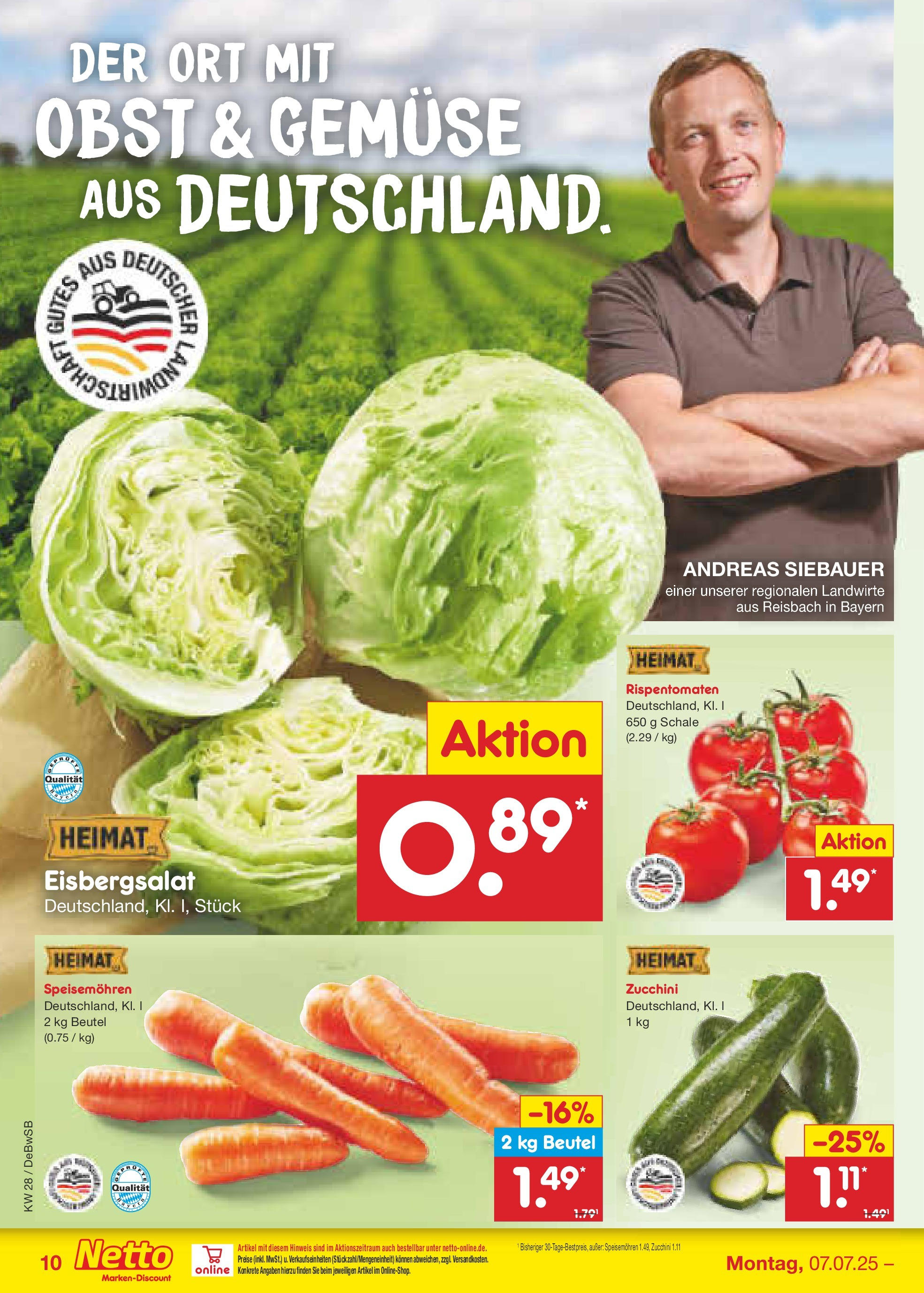 Netto Marken-Discount prospekt Waiblingen-Bittenfeld (ab 07.07.2025) » Angebote | Seite: 12 | Produkte: Eisbergsalat, Gemüse, Obst, Zucchini Netto Marken-Discount prospekt Waiblingen-Bittenfeld (ab 07.07.2025) » Angebote | Seite: 12 | Produkte: Eisbergsalat, Gemüse, Obst, Zucchini
