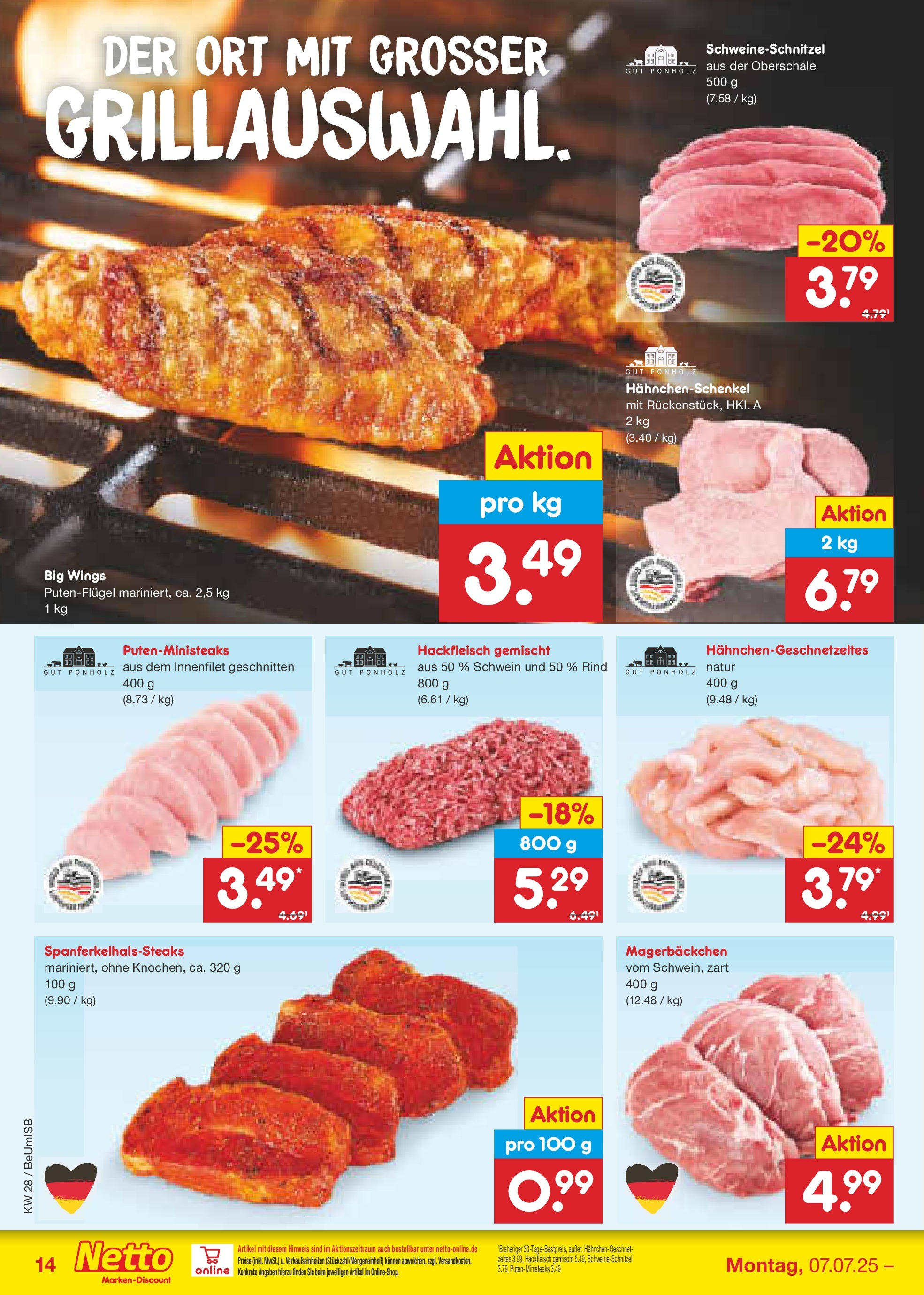 Netto Marken-Discount prospekt Kremmen (ab 07.07.2025) » Angebote | Seite: 16 | Produkte: Hahnchenschenkel, Hackfleisch Netto Marken-Discount prospekt Kremmen (ab 07.07.2025) » Angebote | Seite: 16 | Produkte: Hahnchenschenkel, Hackfleisch
