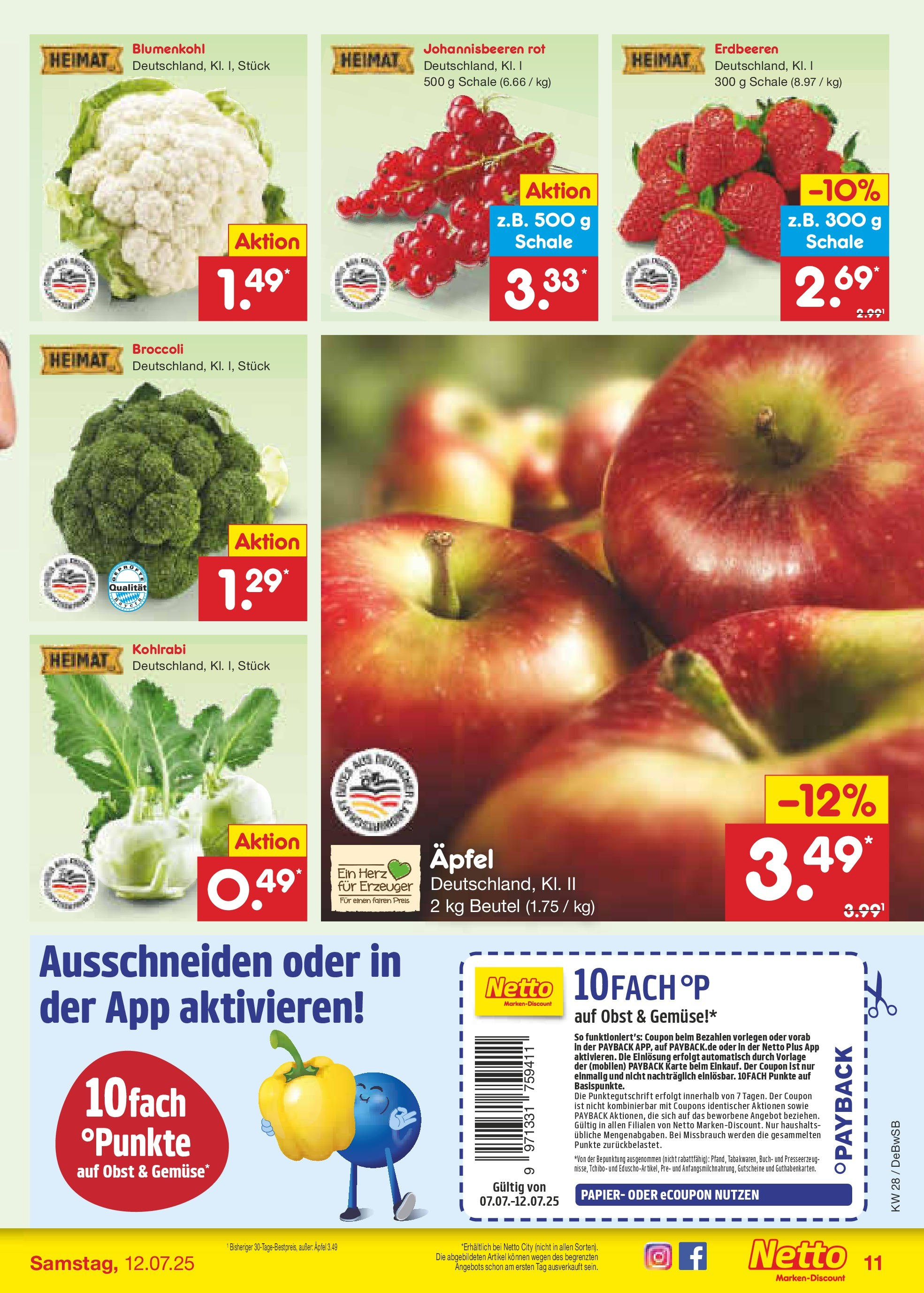 Netto Marken-Discount prospekt Waiblingen-Bittenfeld (ab 07.07.2025) » Angebote | Seite: 13 | Produkte: Kohlrabi, Äpfel, Gemüse, Obst Netto Marken-Discount prospekt Waiblingen-Bittenfeld (ab 07.07.2025) » Angebote | Seite: 13 | Produkte: Kohlrabi, Äpfel, Gemüse, Obst