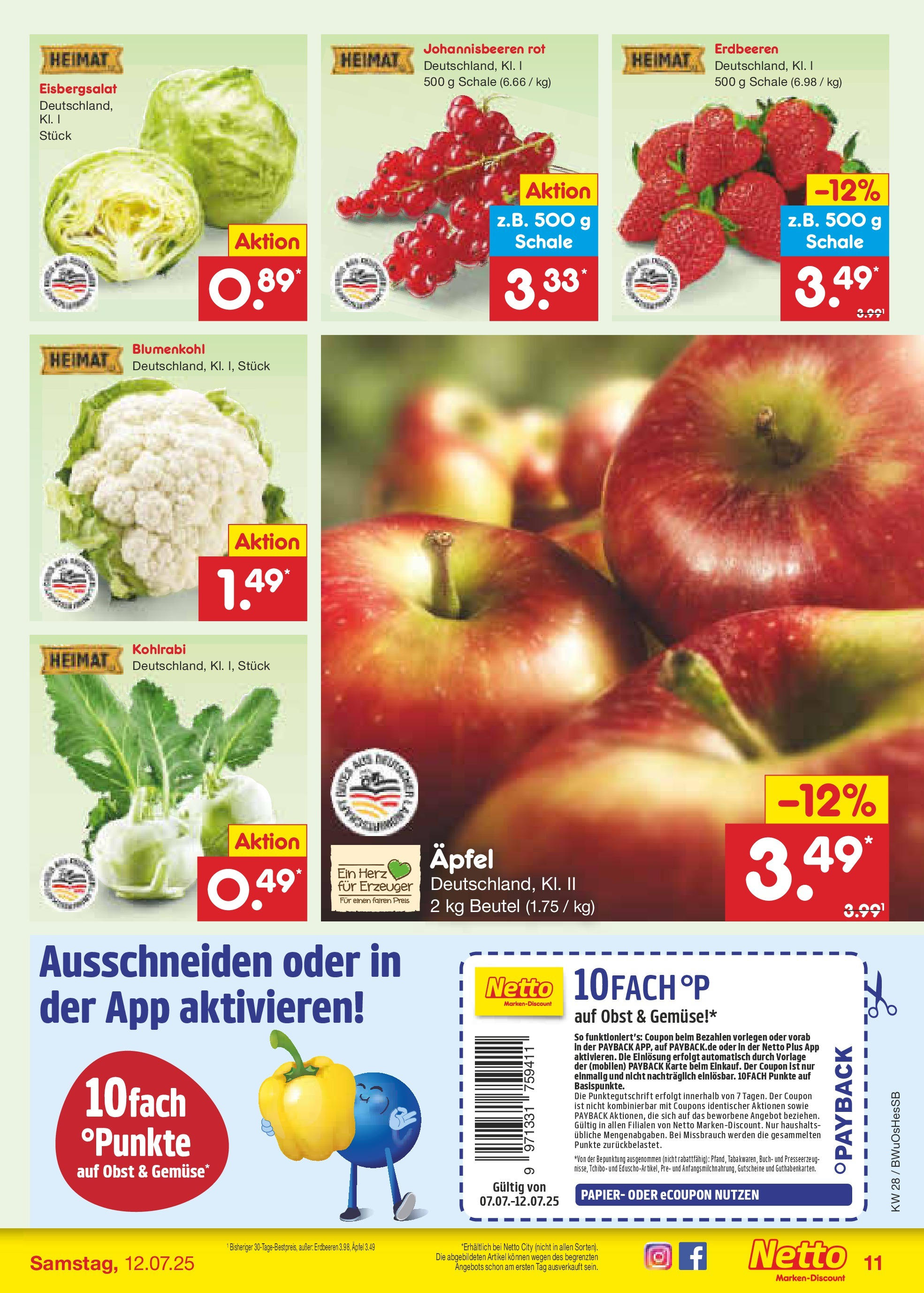 Netto Marken-Discount prospekt Osterode (ab 07.07.2025) » Angebote | Seite: 13 | Produkte: Äpfel, Eisbergsalat, Obst, Erdbeeren Netto Marken-Discount prospekt Osterode (ab 07.07.2025) » Angebote | Seite: 13 | Produkte: Äpfel, Eisbergsalat, Obst, Erdbeeren