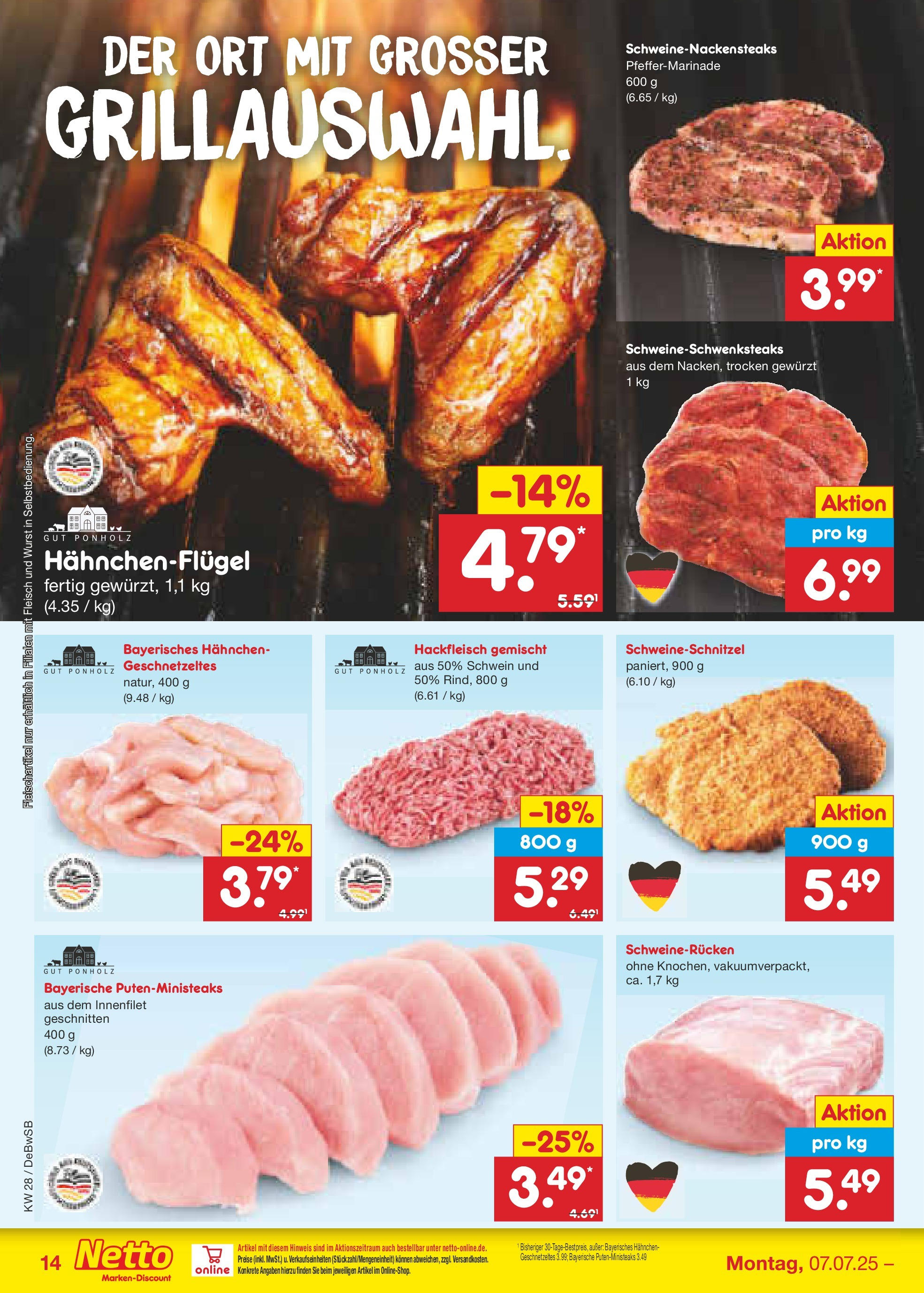 Netto Marken-Discount prospekt Waiblingen-Bittenfeld (ab 07.07.2025) » Angebote | Seite: 16 | Produkte: Hahnchen, Wurst, Schweinerucken, Fleisch Netto Marken-Discount prospekt Waiblingen-Bittenfeld (ab 07.07.2025) » Angebote | Seite: 16 | Produkte: Hahnchen, Wurst, Schweinerucken, Fleisch