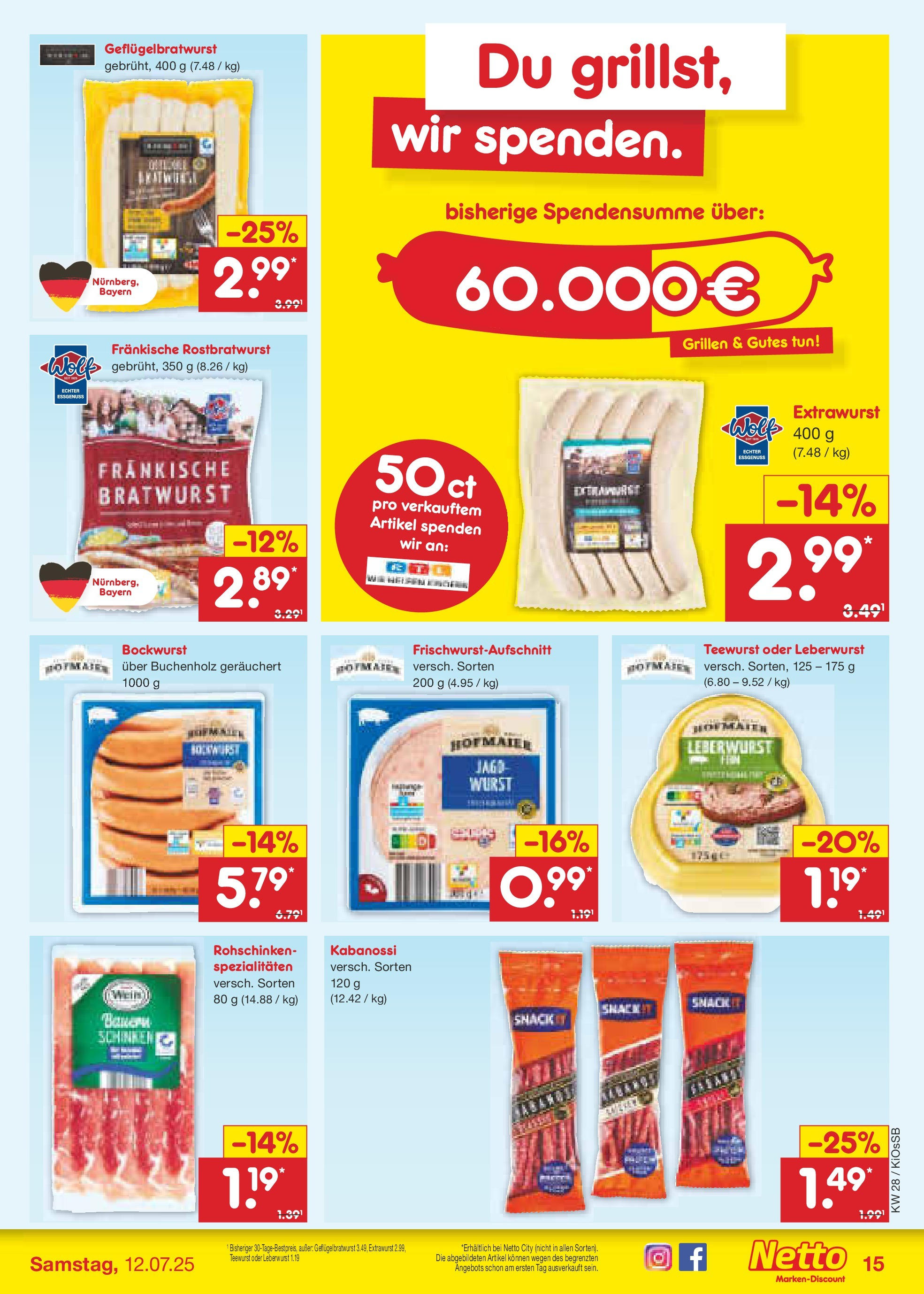 Netto Marken-Discount prospekt Oberhaid (ab 07.07.2025) » Angebote | Seite: 17 | Produkte: Bockwurst, Bratwurst, Wurst Netto Marken-Discount prospekt Oberhaid (ab 07.07.2025) » Angebote | Seite: 17 | Produkte: Bockwurst, Bratwurst, Wurst