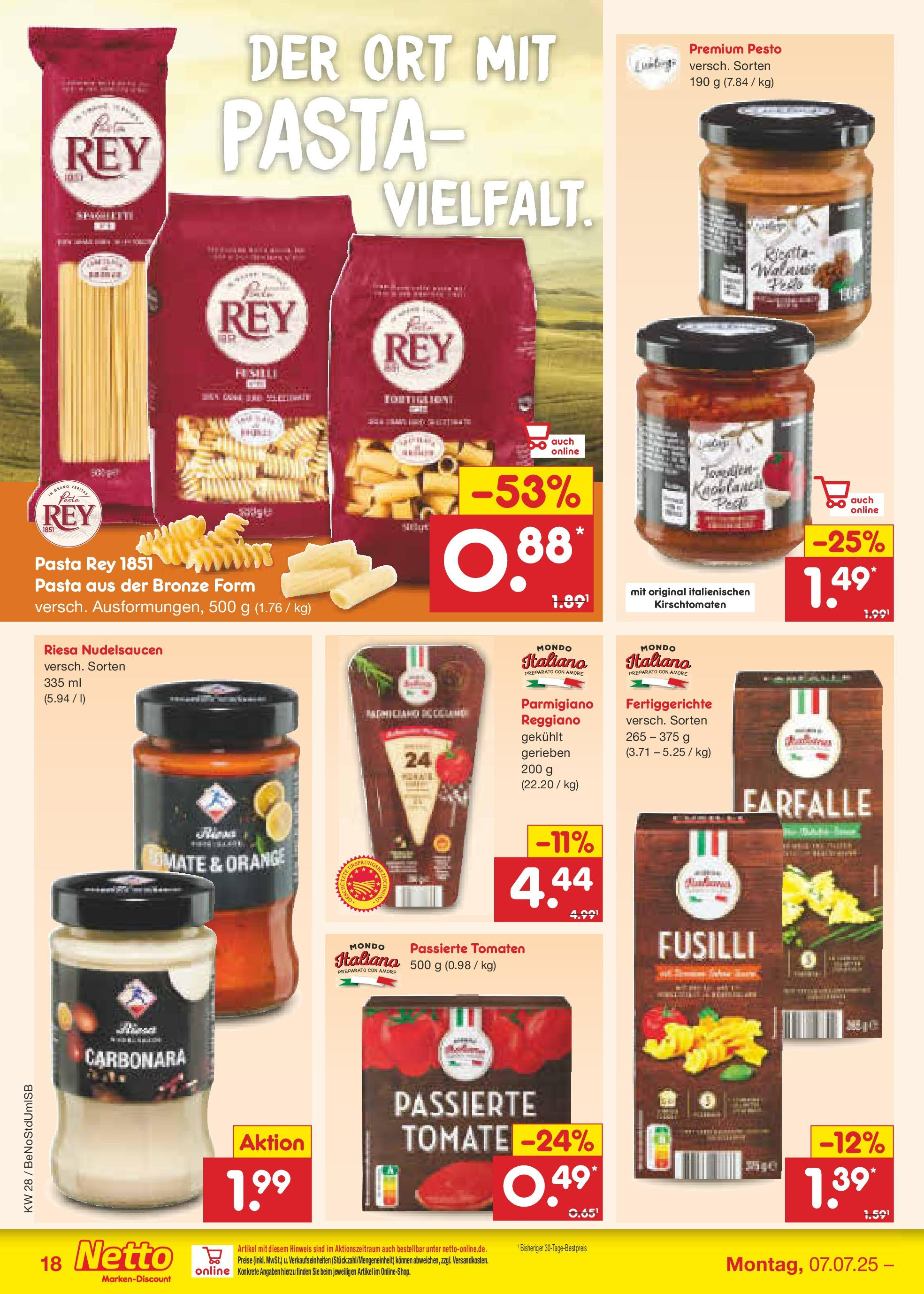 Netto Marken-Discount prospekt Kremmen (ab 07.07.2025) » Angebote | Seite: 24 | Produkte: Tomaten, Fertiggerichte, Pasta Netto Marken-Discount prospekt Kremmen (ab 07.07.2025) » Angebote | Seite: 24 | Produkte: Tomaten, Fertiggerichte, Pasta