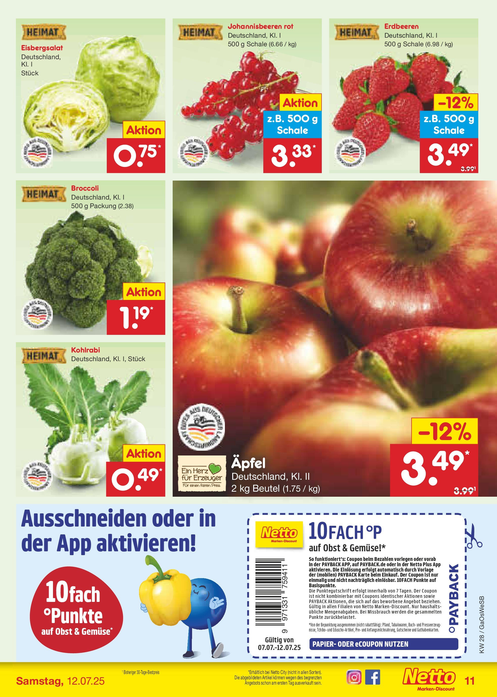 Netto Marken-Discount prospekt Moormerland (ab 07.07.2025) » Angebote | Seite: 13 | Produkte: Eisbergsalat, Gemüse, Obst, Erdbeeren Netto Marken-Discount prospekt Moormerland (ab 07.07.2025) » Angebote | Seite: 13 | Produkte: Eisbergsalat, Gemüse, Obst, Erdbeeren