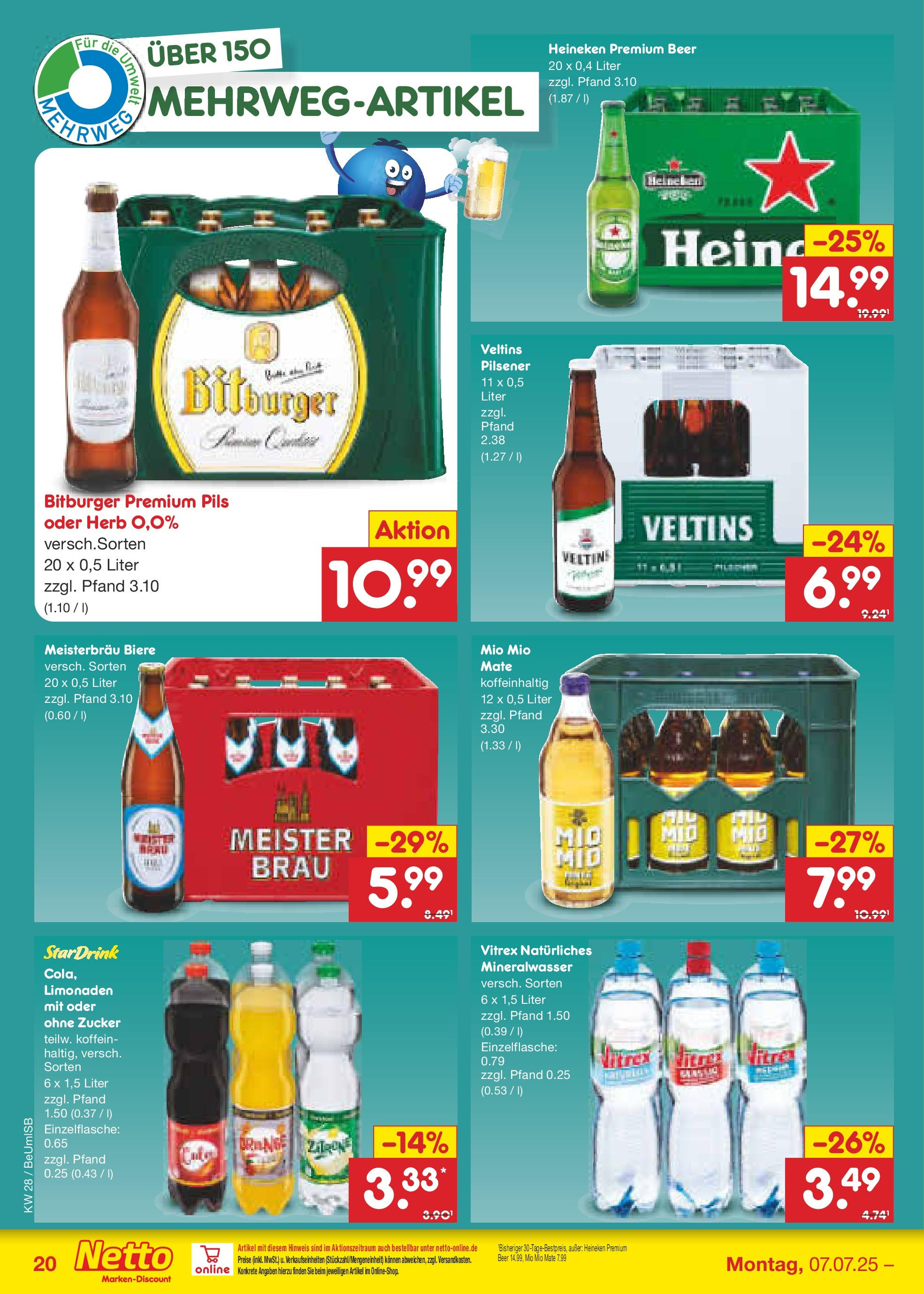 Netto Marken-Discount prospekt Kremmen (ab 07.07.2025) » Angebote | Seite: 30 | Produkte: Bitburger, Mineralwasser, Heineken, Zitrone Netto Marken-Discount prospekt Kremmen (ab 07.07.2025) » Angebote | Seite: 30 | Produkte: Bitburger, Mineralwasser, Heineken, Zitrone